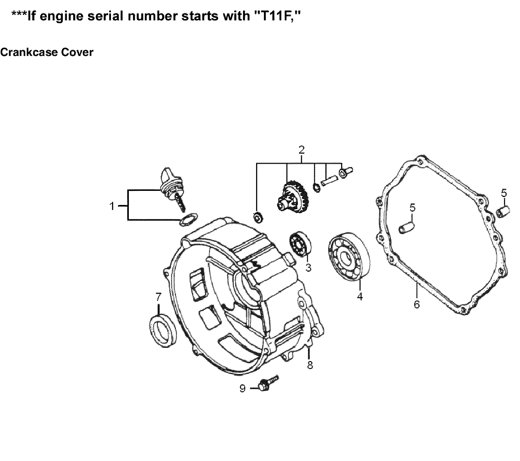 Generac 005939-2 crankcase cover diagram