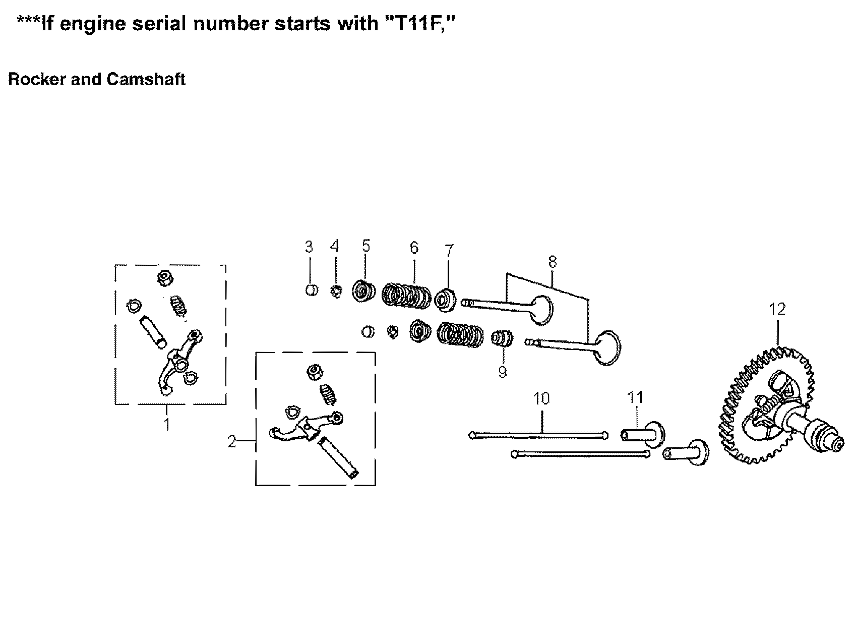 Generac 005939-2 rocker & camshaft diagram