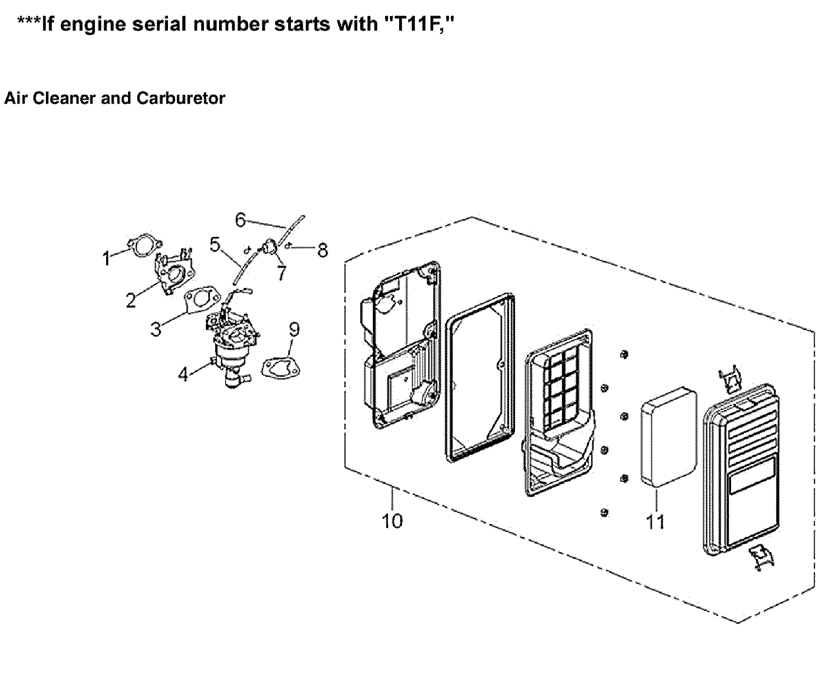 Generac 005939-2 air cleaner & carburetor diagram