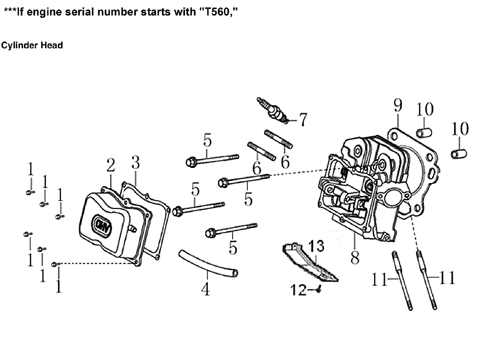 Generac 005939-2 cylinder head diagram