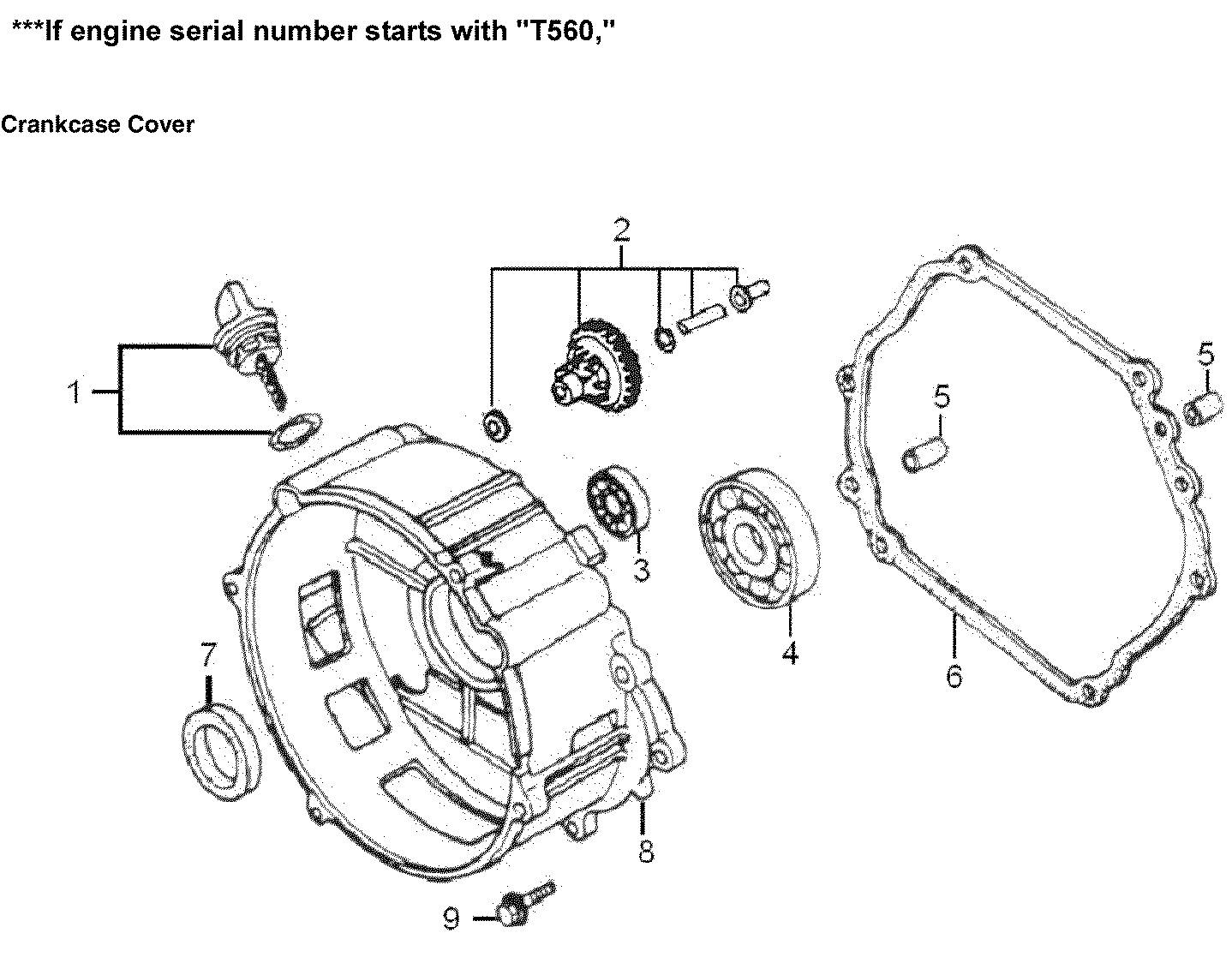 Generac 005939-2 crankcase cover diagram