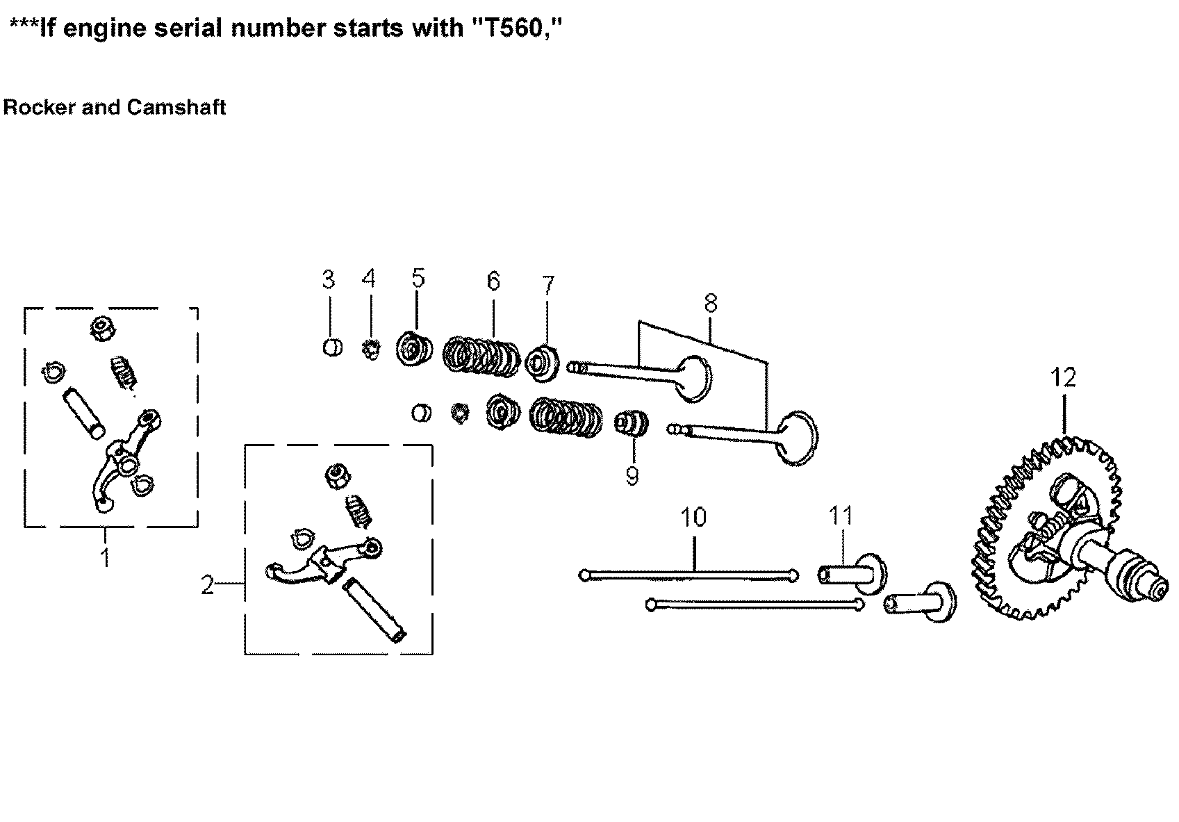 Generac 005939-2 rocker & camshaft diagram