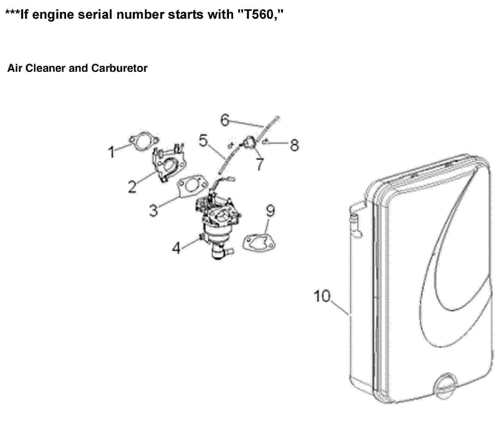 Generac 005939-2 air cleaner & carburetor diagram