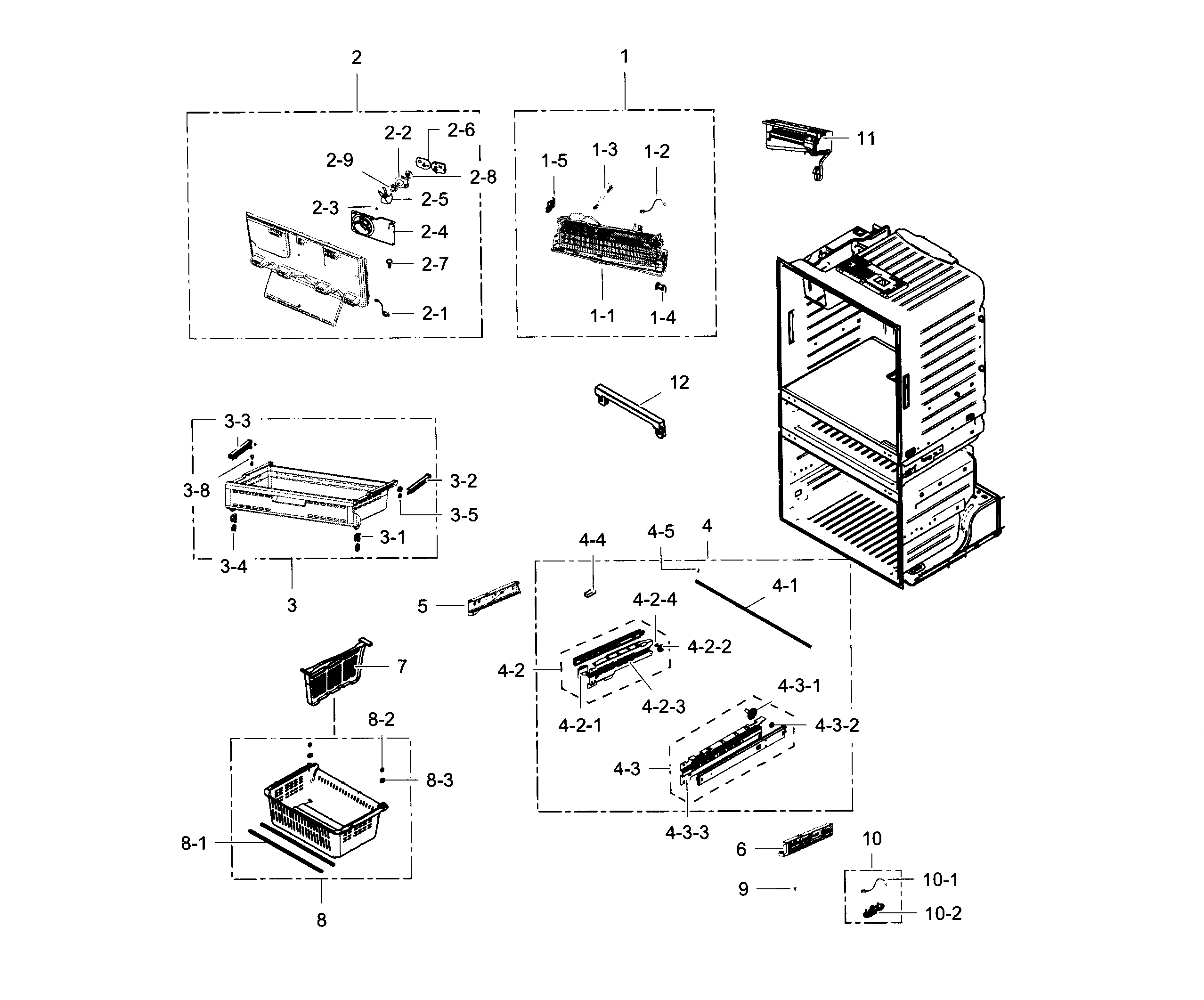 Samsung RF28HMEDBWW/AA-02 freezer / icemaker diagram