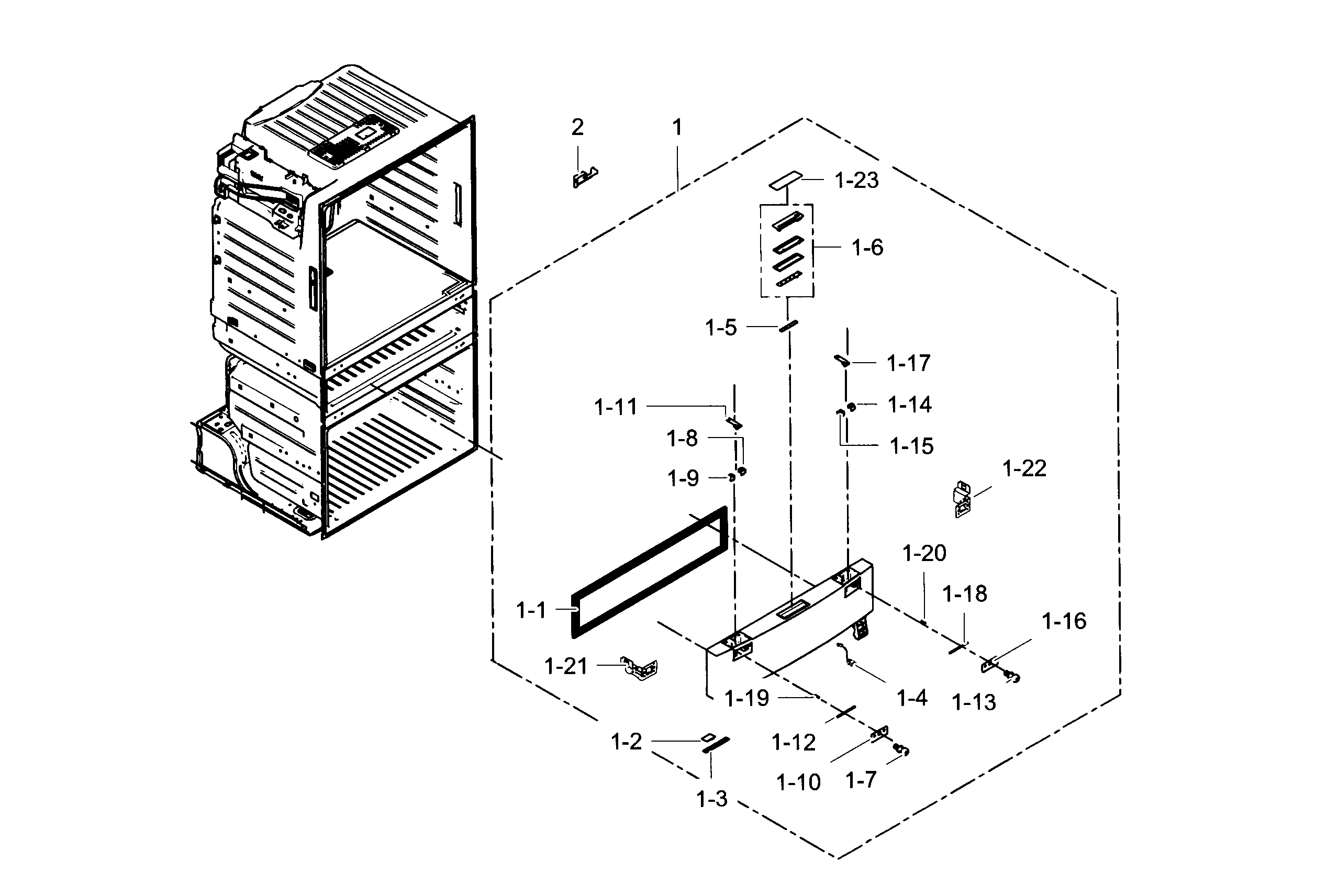 Samsung RF28HMEDBWW/AA-02 flexzone door diagram
