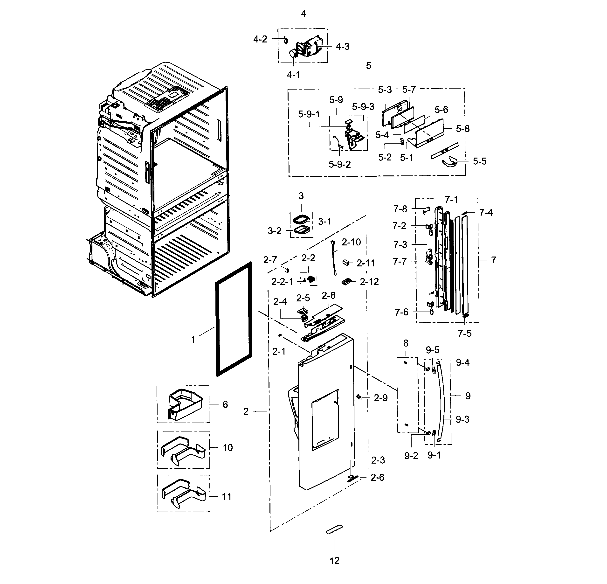 Samsung RF28HMEDBWW/AA-02 refrigerator door l diagram