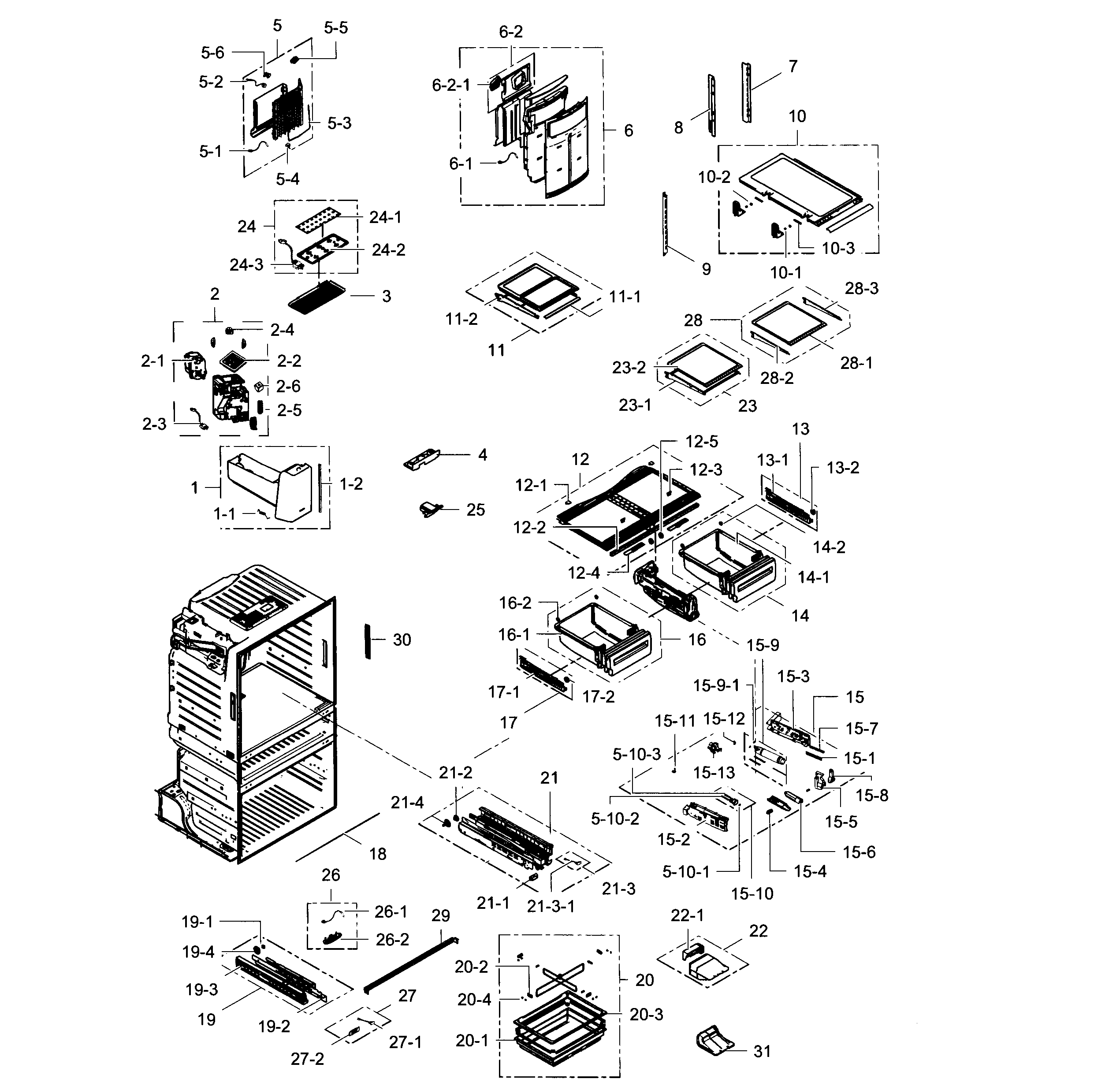 Samsung RF28HMEDBWW/AA-04 refrigerator diagram