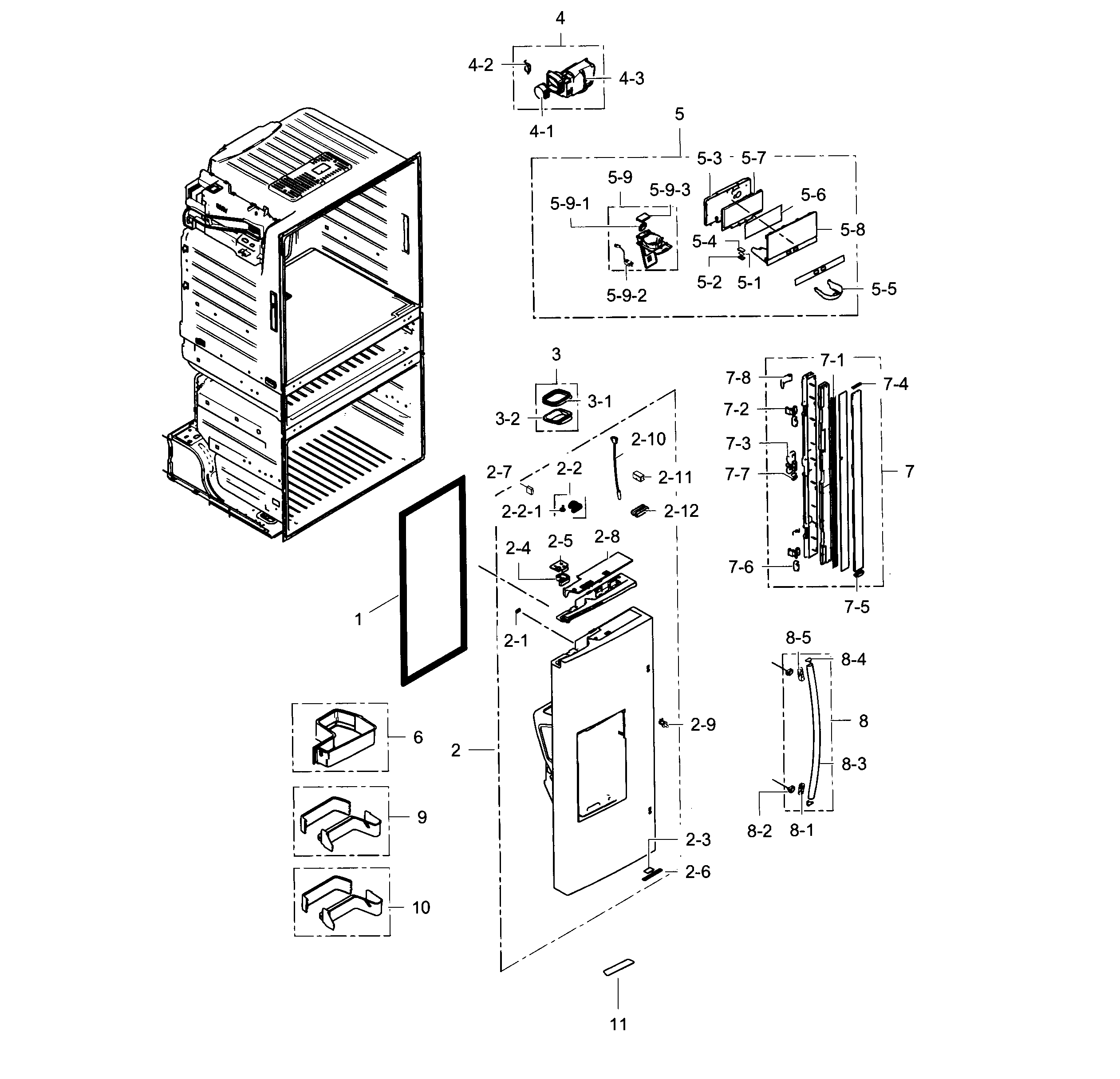 Samsung RF28HMEDBWW/AA-04 refrigerator door l diagram