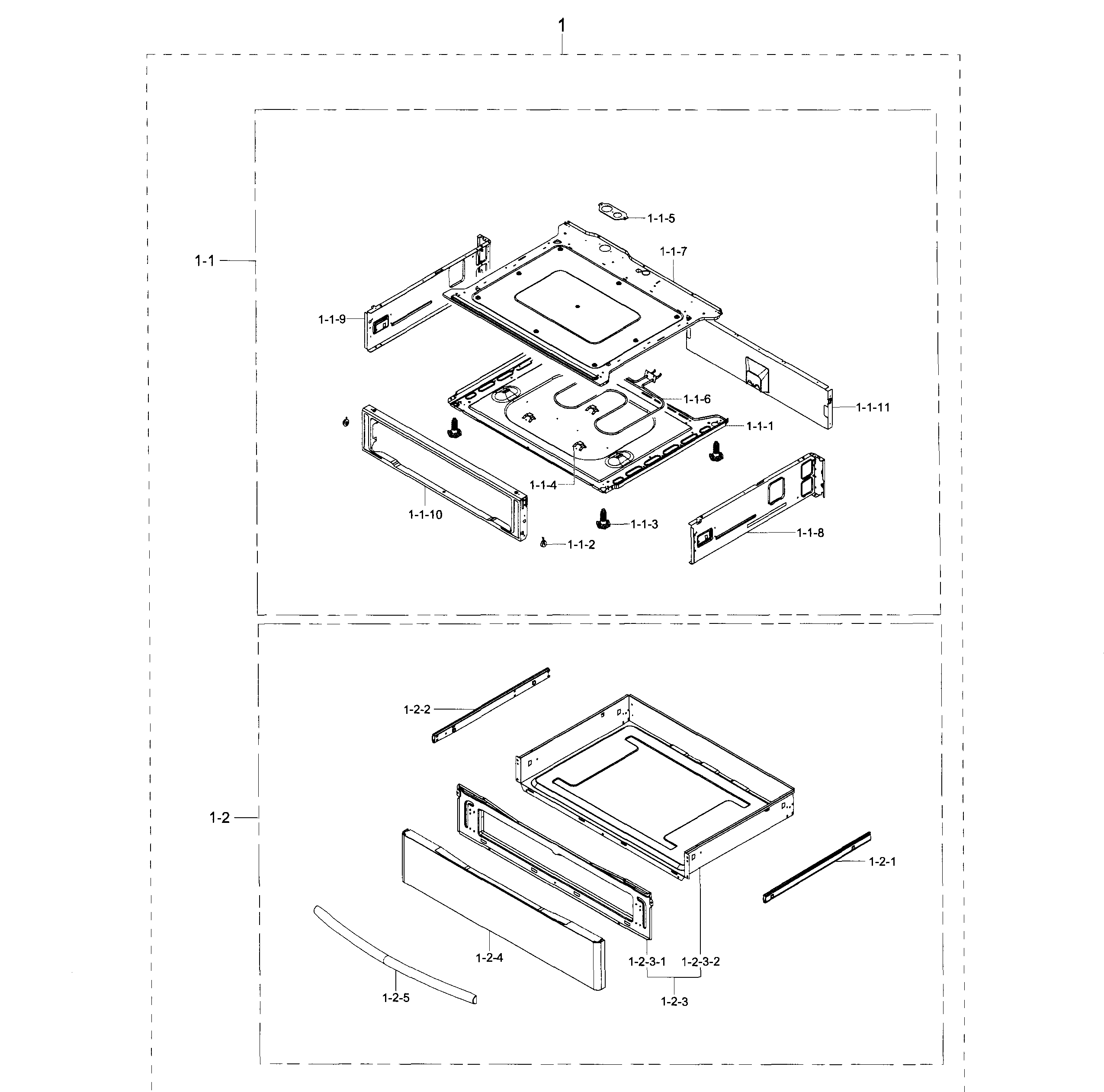 Samsung NE597R0ABSR/AA-02 drawer diagram