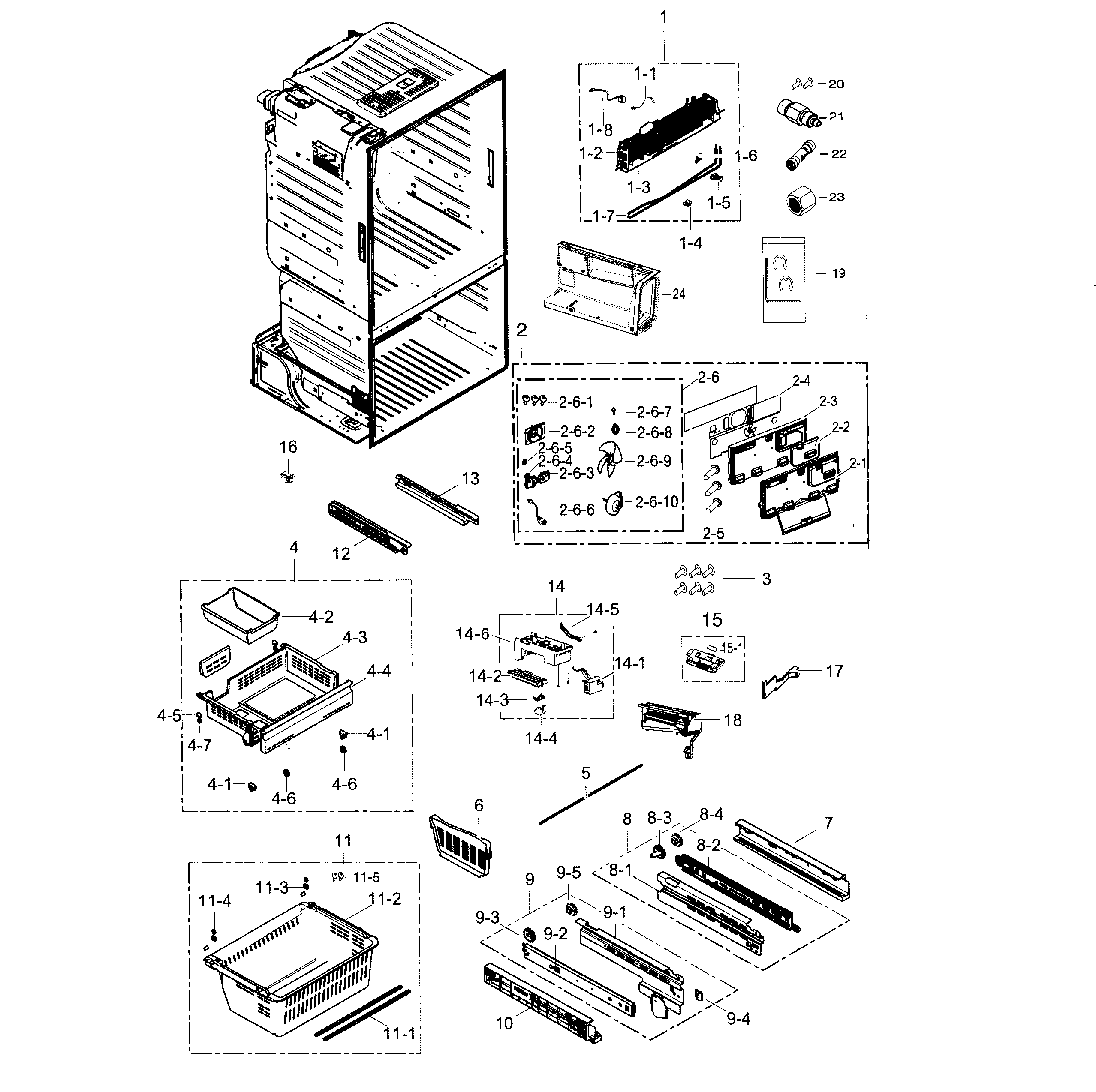 Samsung RF263TEAEBC/AA-00 freezer / icemaker diagram