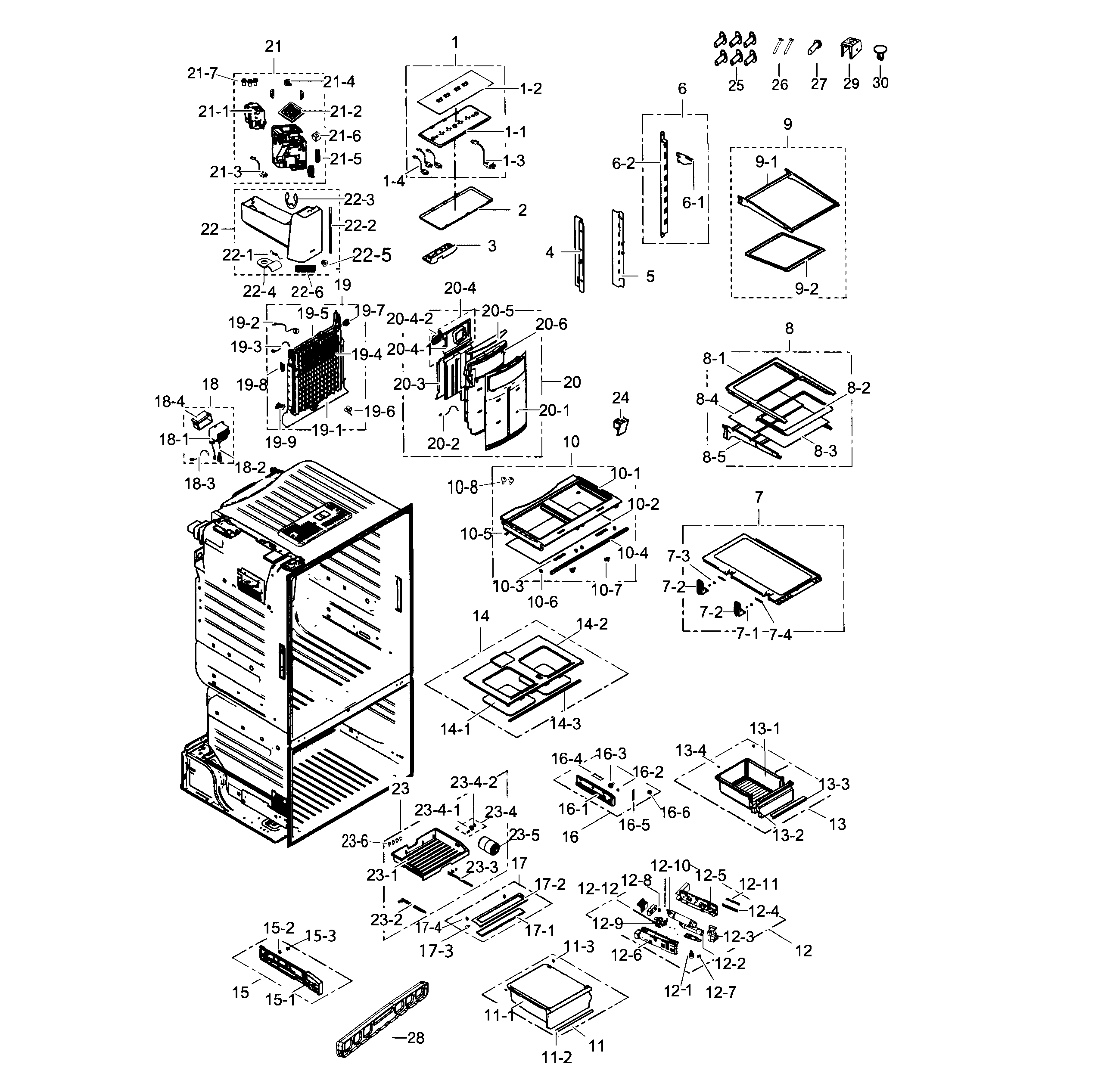 Samsung RF263TEAEBC/AA-00 refrigerator diagram
