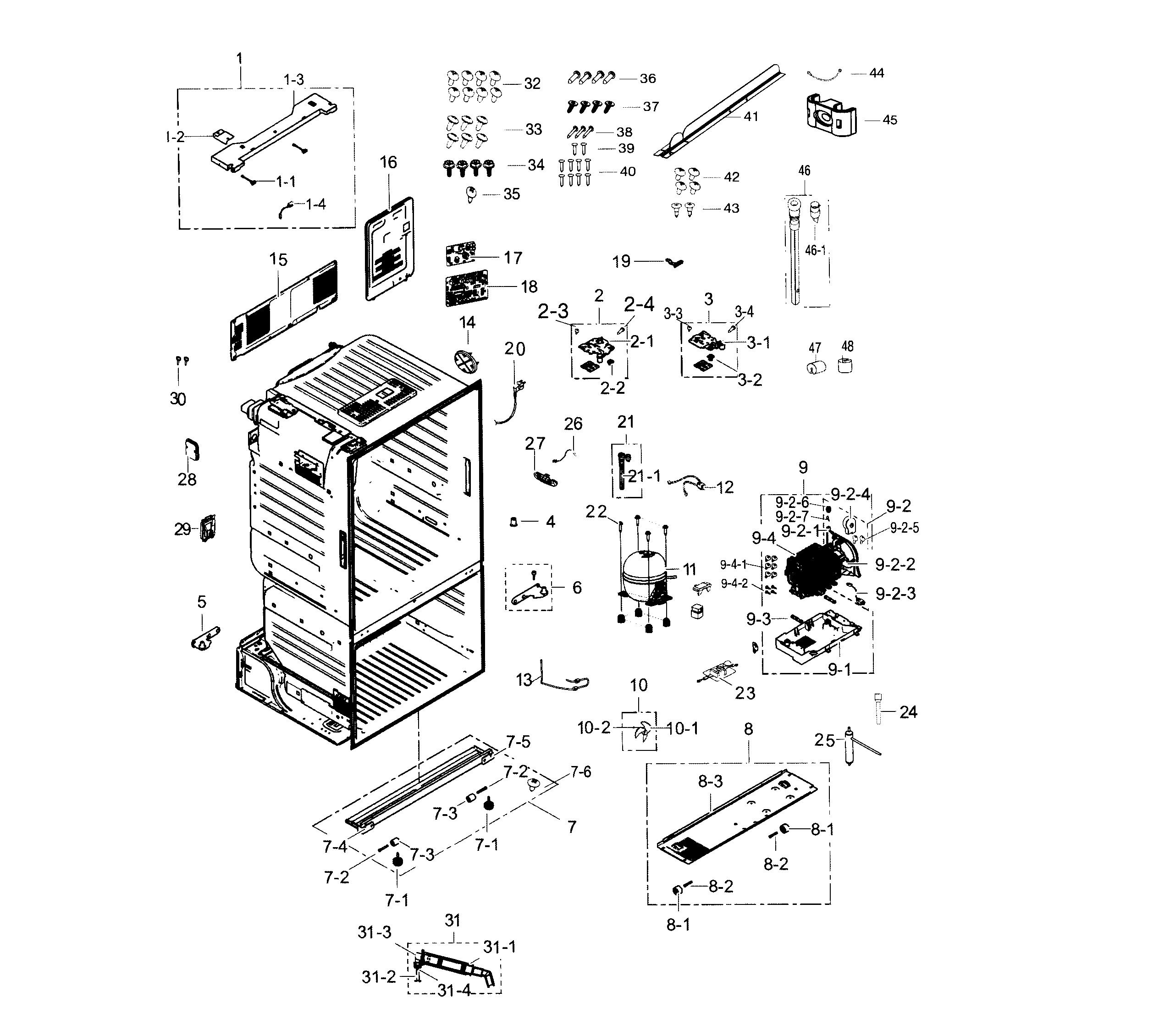 Samsung RF263TEAEBC/AA-00 cabinet diagram