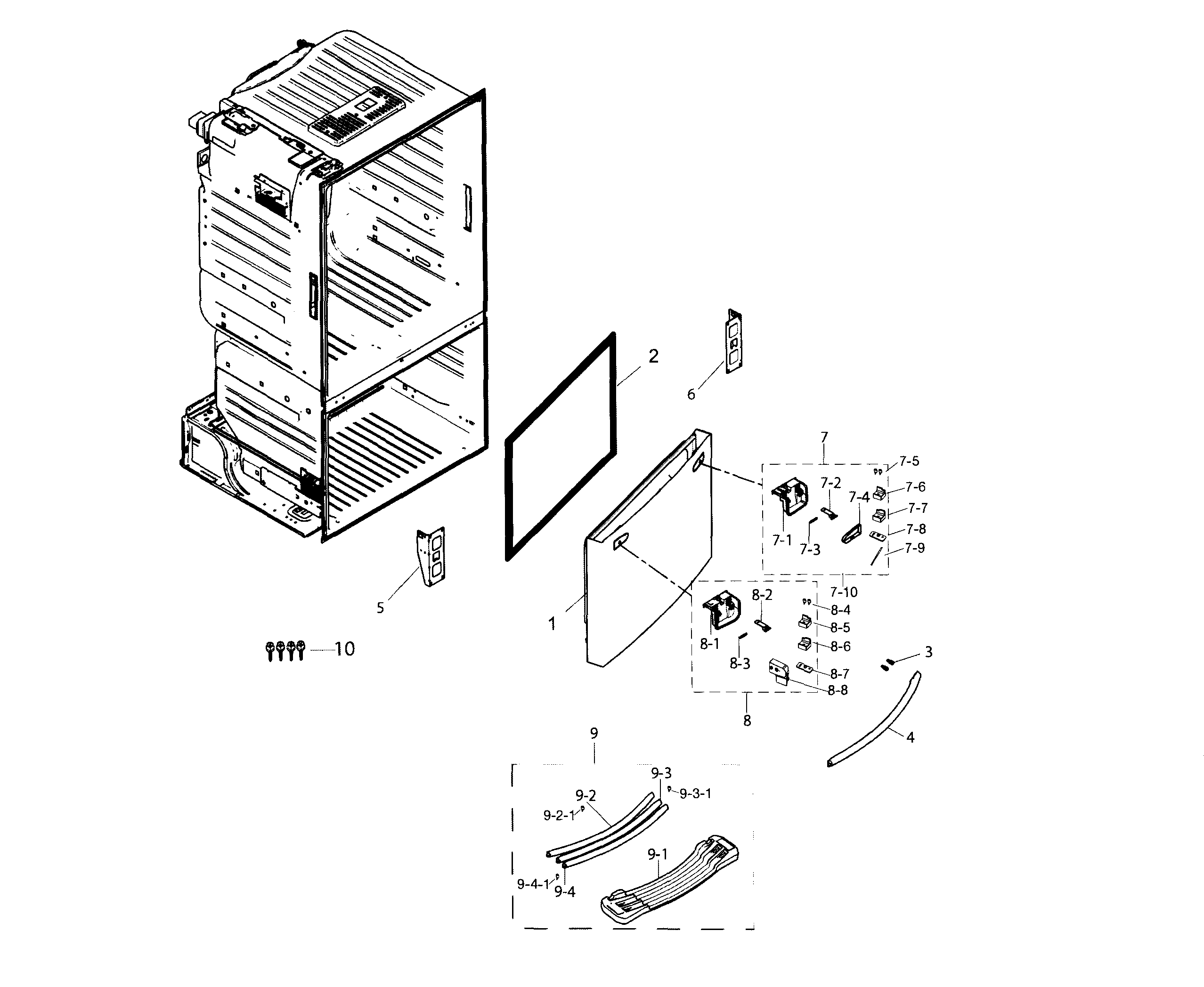 Samsung RF263TEAEBC/AA-00 freezer door diagram
