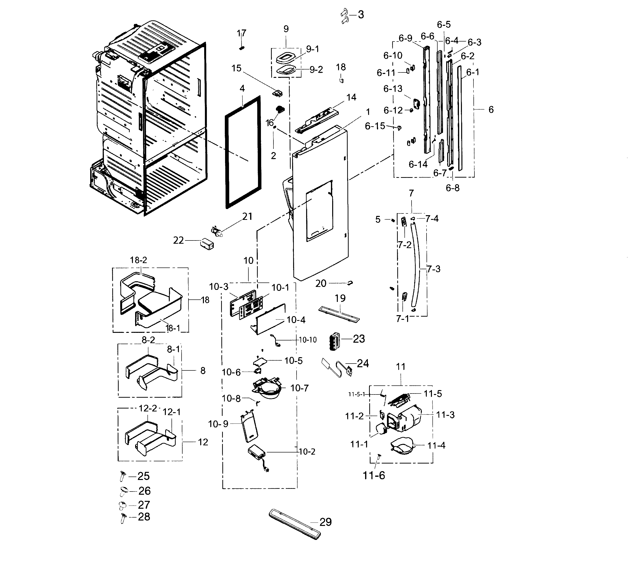 Samsung RF263TEAEBC/AA-00 door left diagram