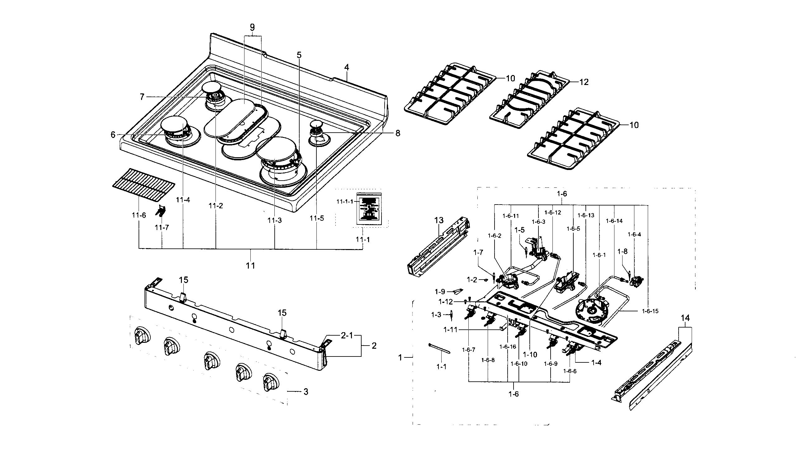Samsung FX710BGS/XAA-03 cooktop diagram