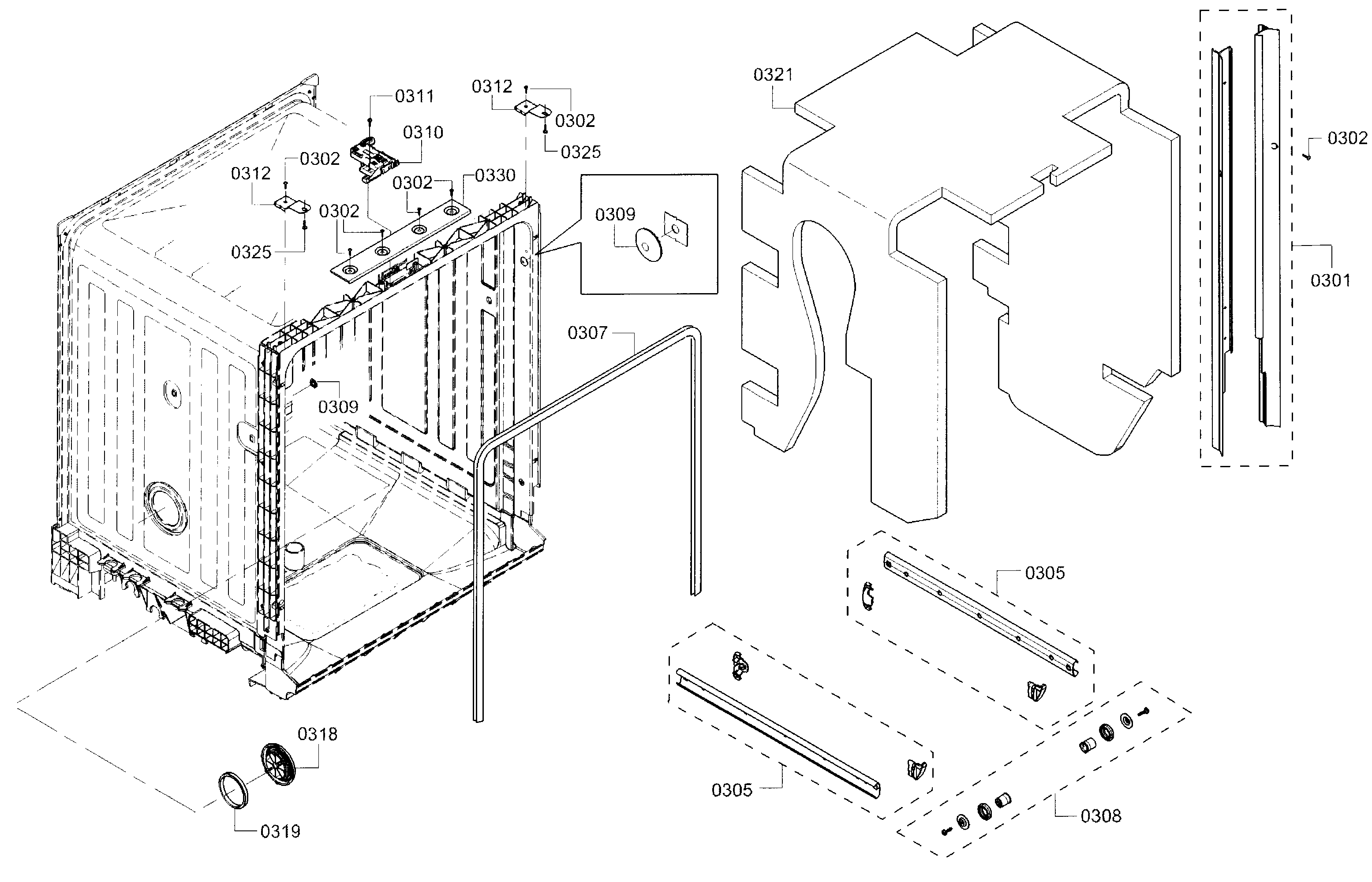 Bosch SHE3AR52UC/21 frame diagram