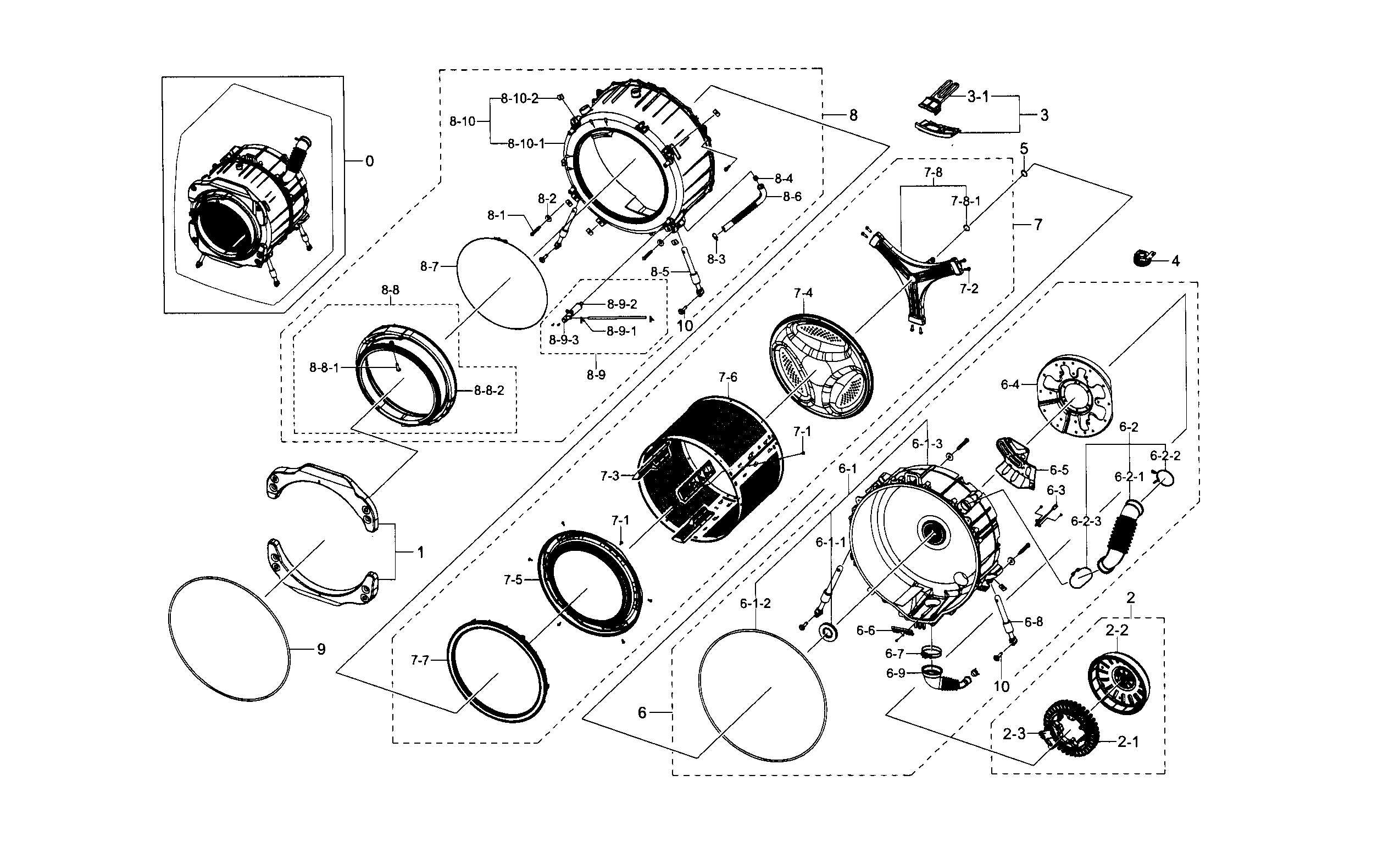 Samsung WF330ANW/XAA-06 tub & drum diagram
