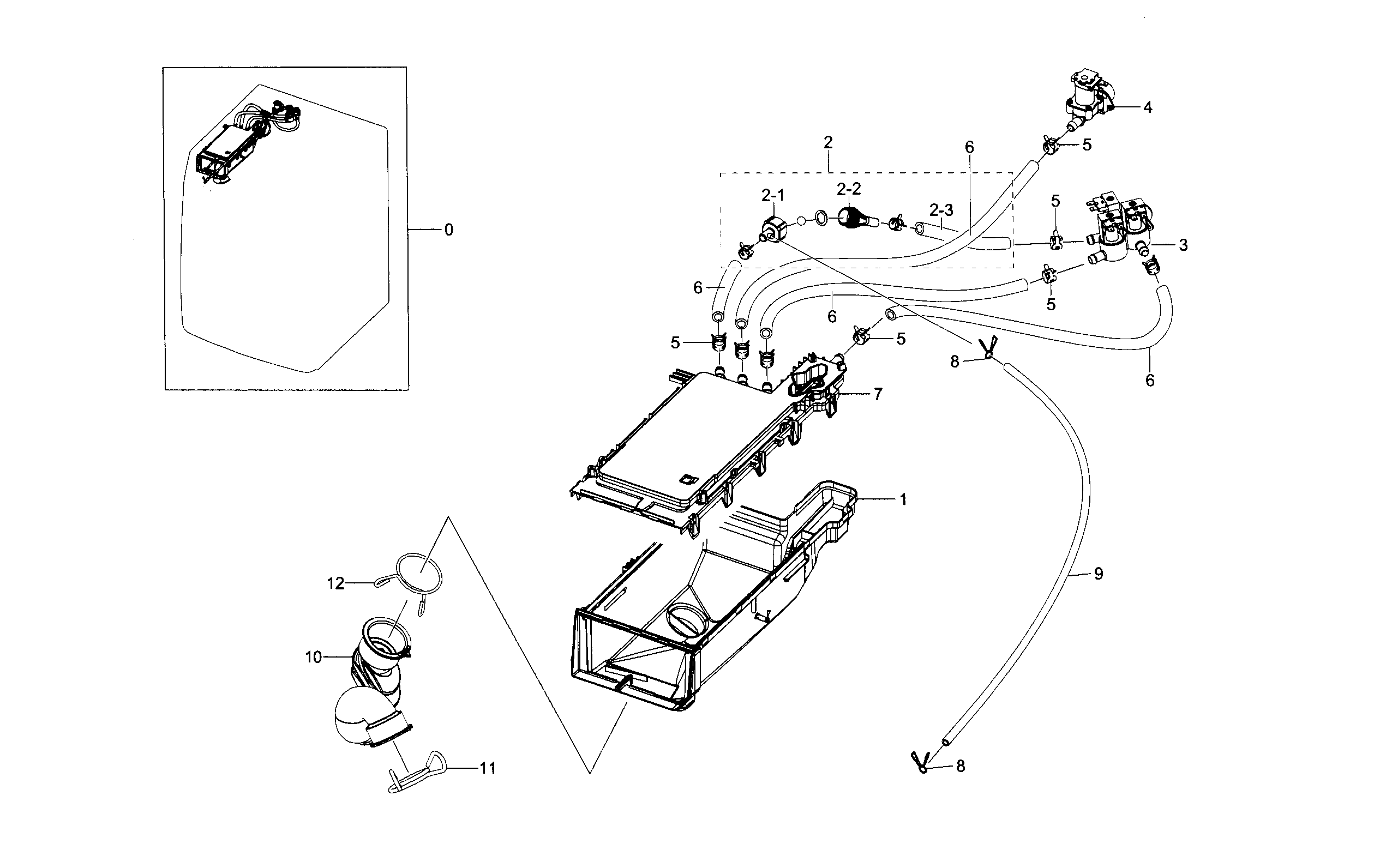 Samsung WF330ANW/XAA-06 housing-drawer diagram