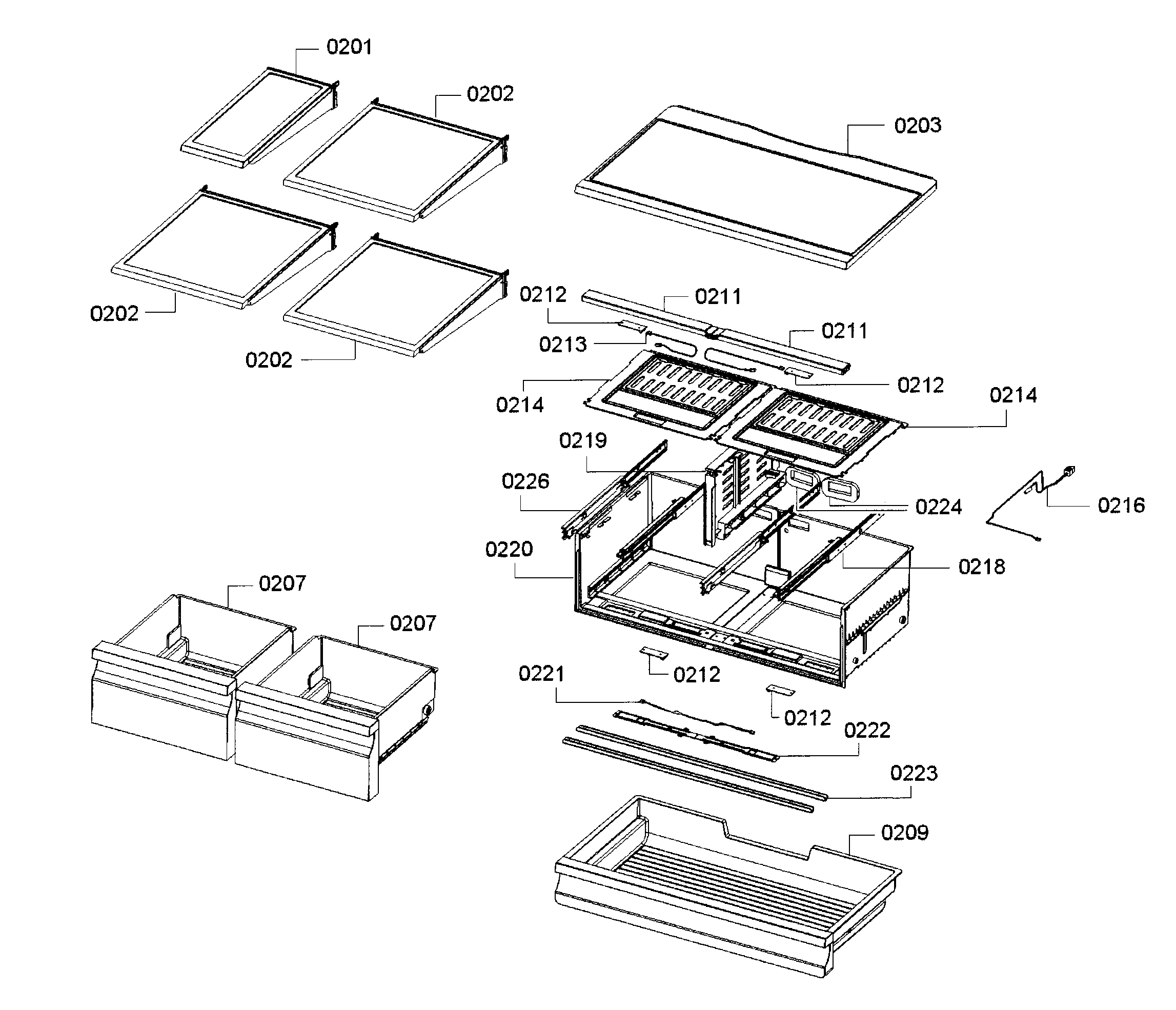 Bosch B26FT70SNS/02 drawer asy diagram