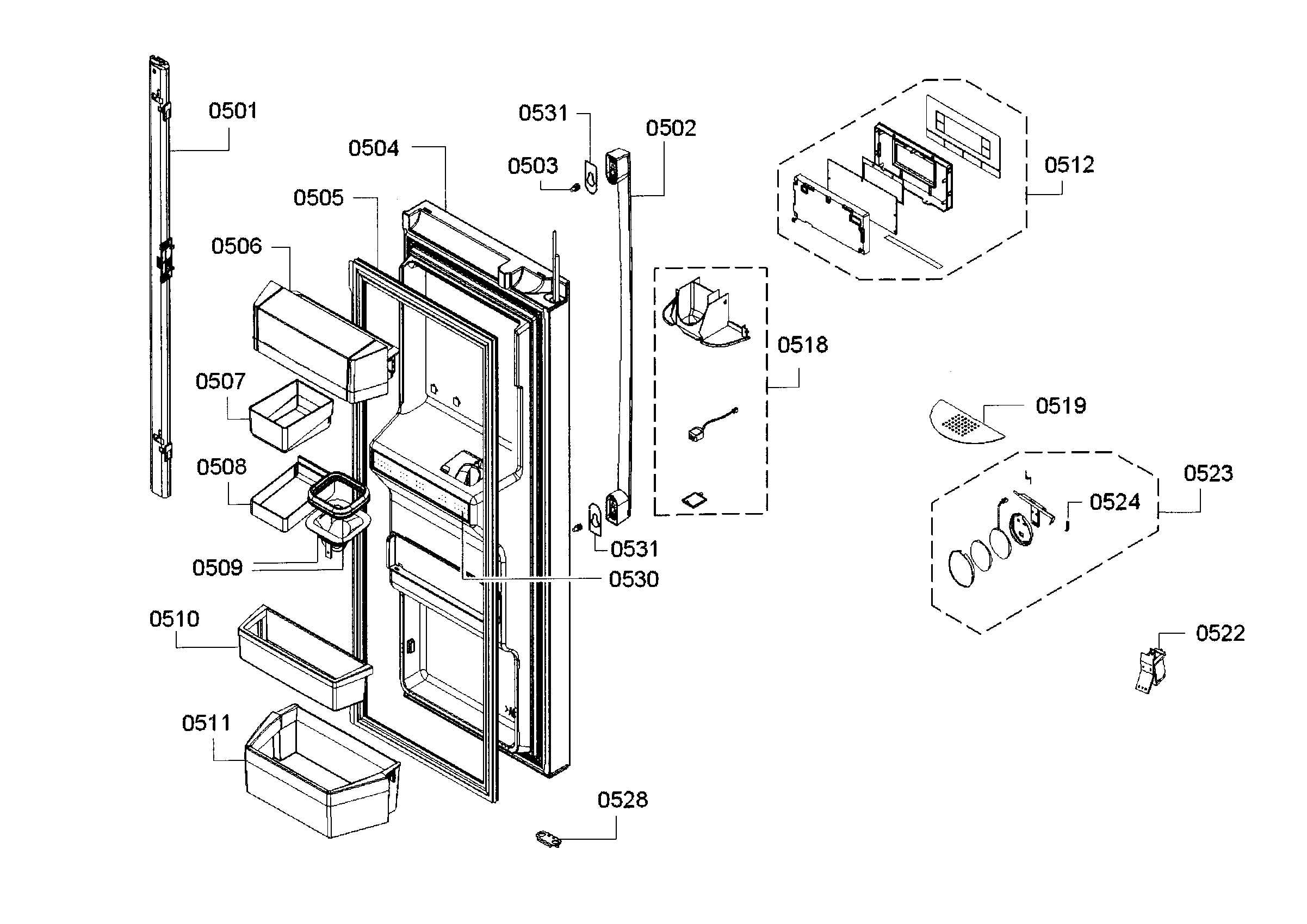 Bosch B26FT70SNS/02 frdige door 1 diagram