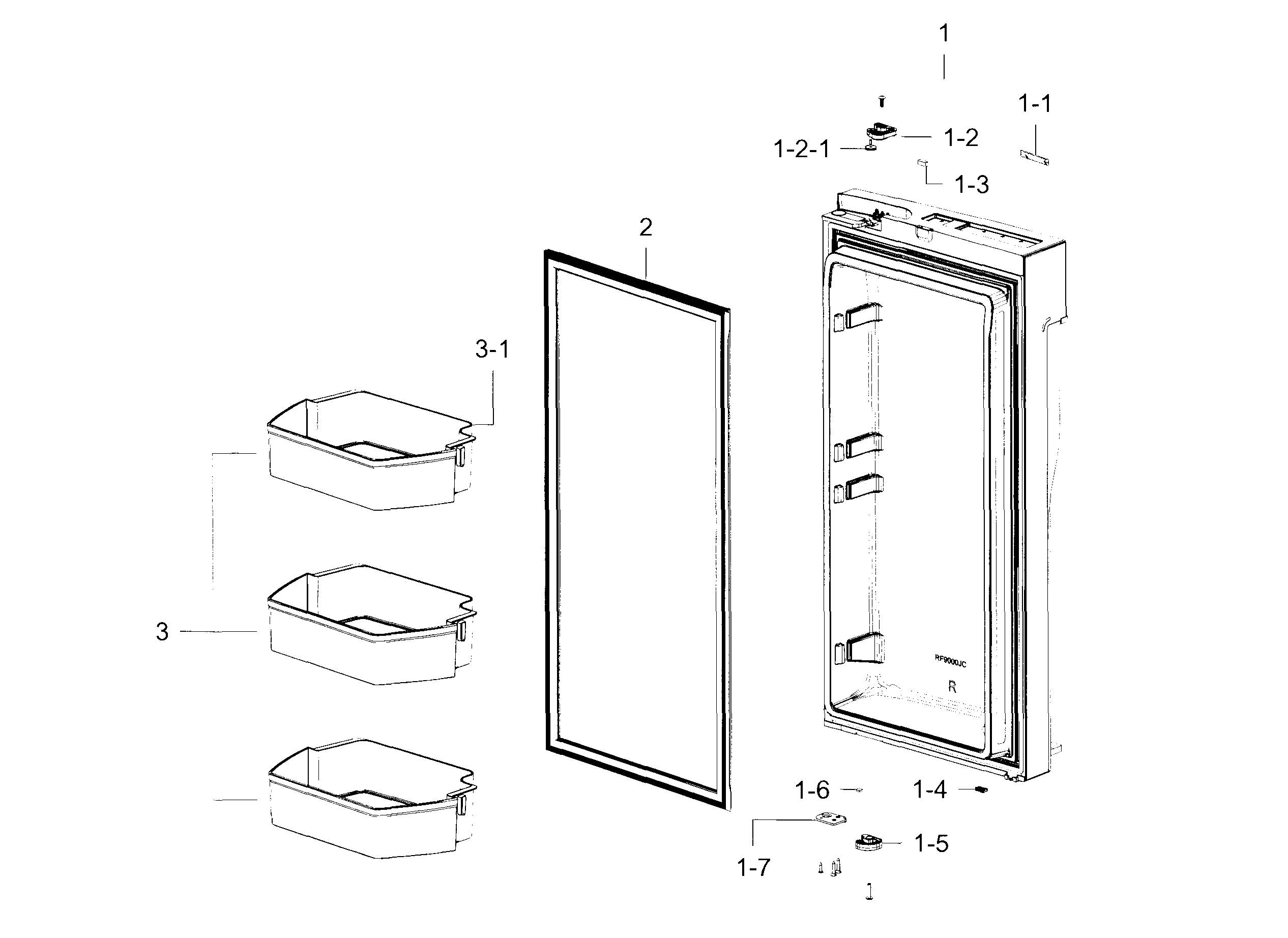 Samsung RF23J9011SR/AA-00 fridge door r diagram