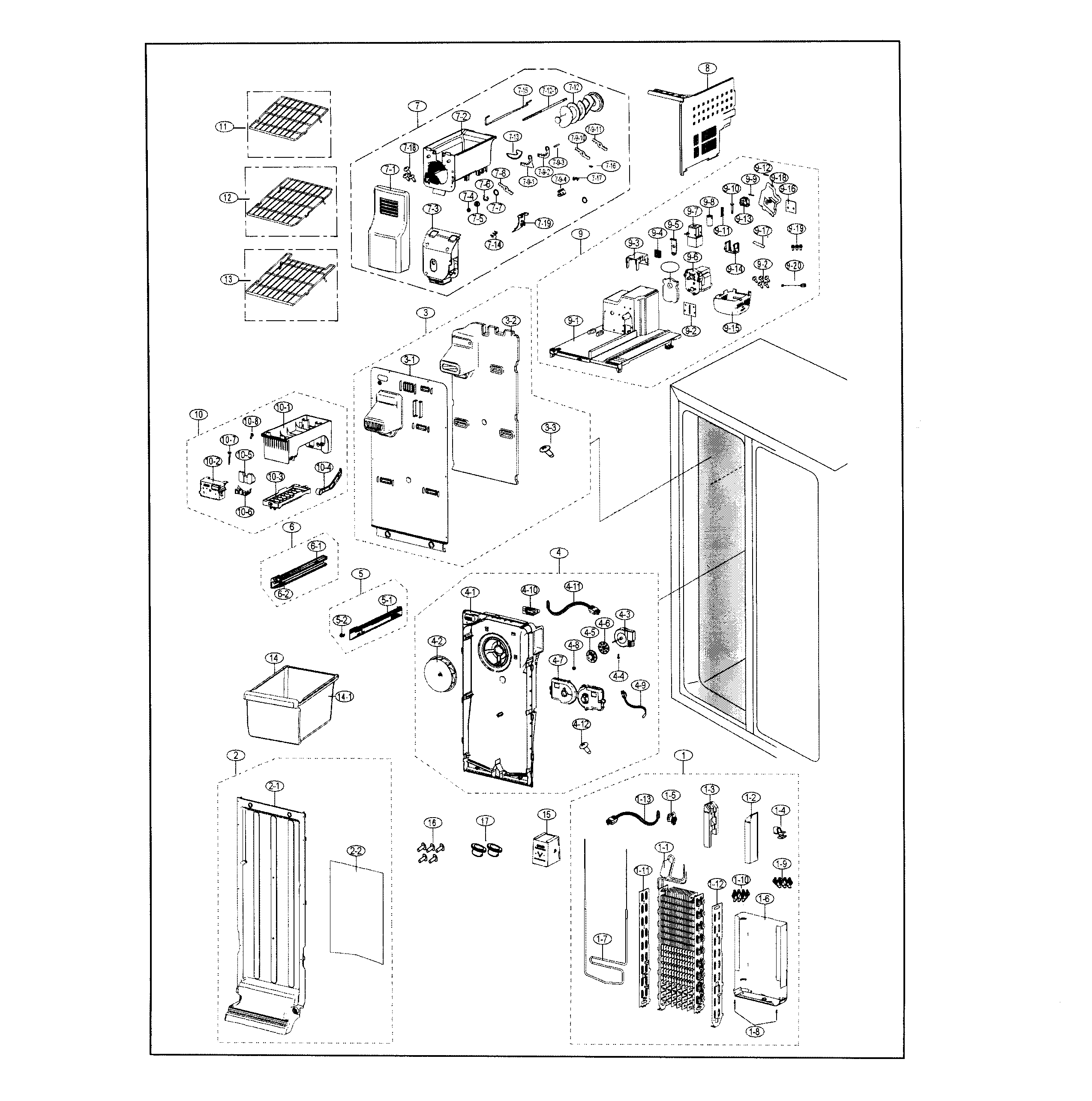 Samsung RS25J500DWW/AA-00 freezer diagram
