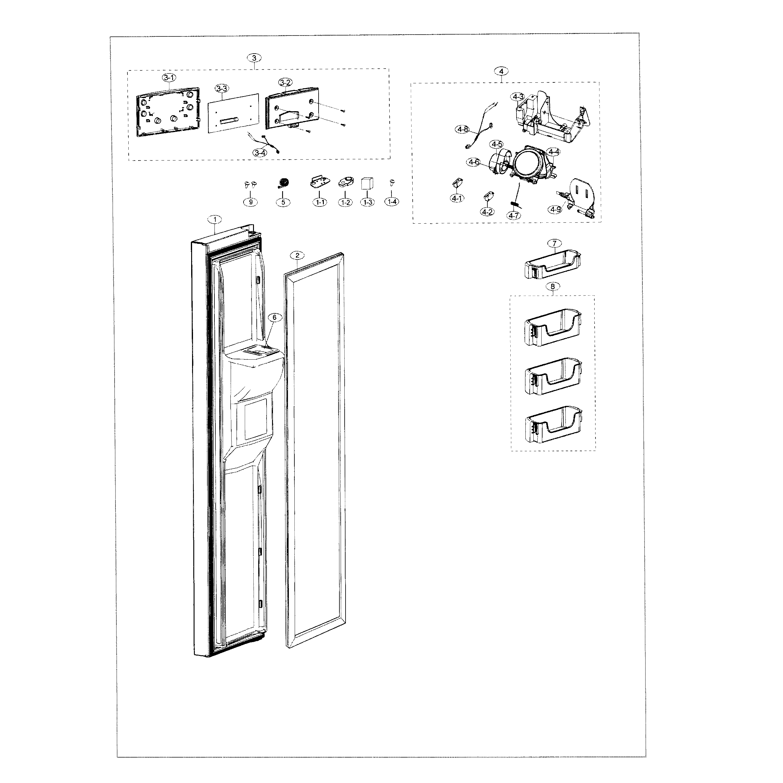 Samsung RS25J500DWW/AA-00 freezer door diagram