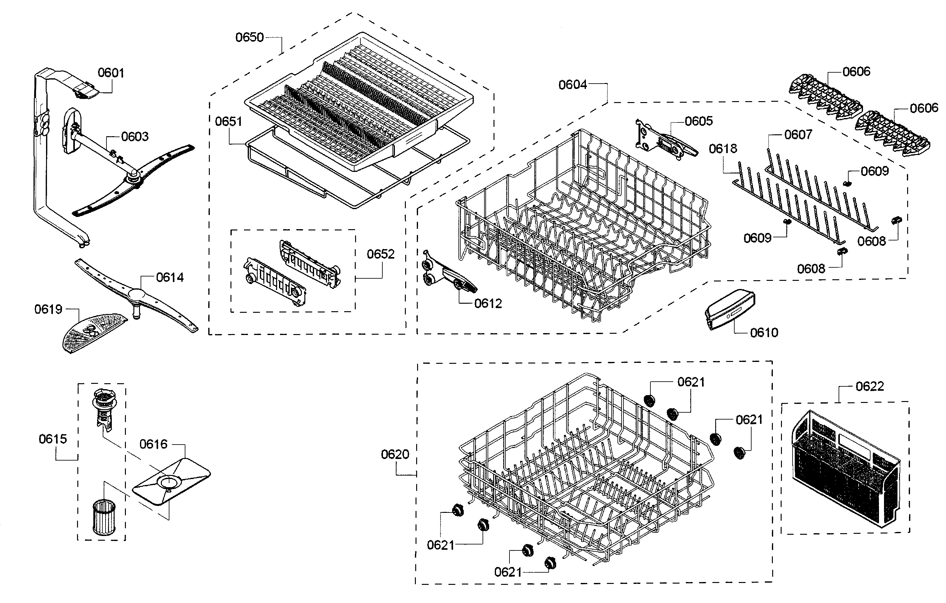 Bosch SHE65T55UC/07 rack diagram
