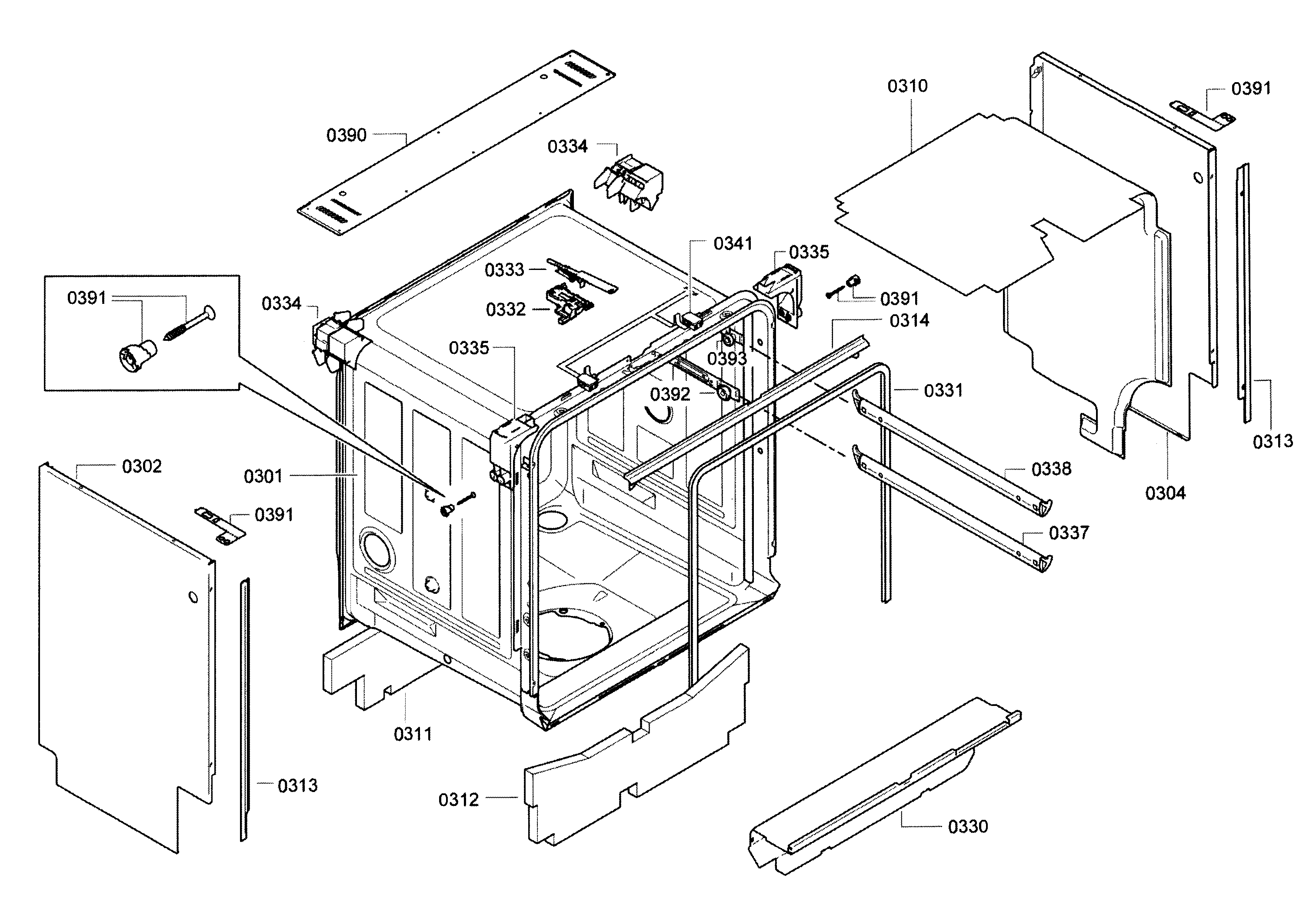 Bosch SHE9PT55UC/70 frame diagram
