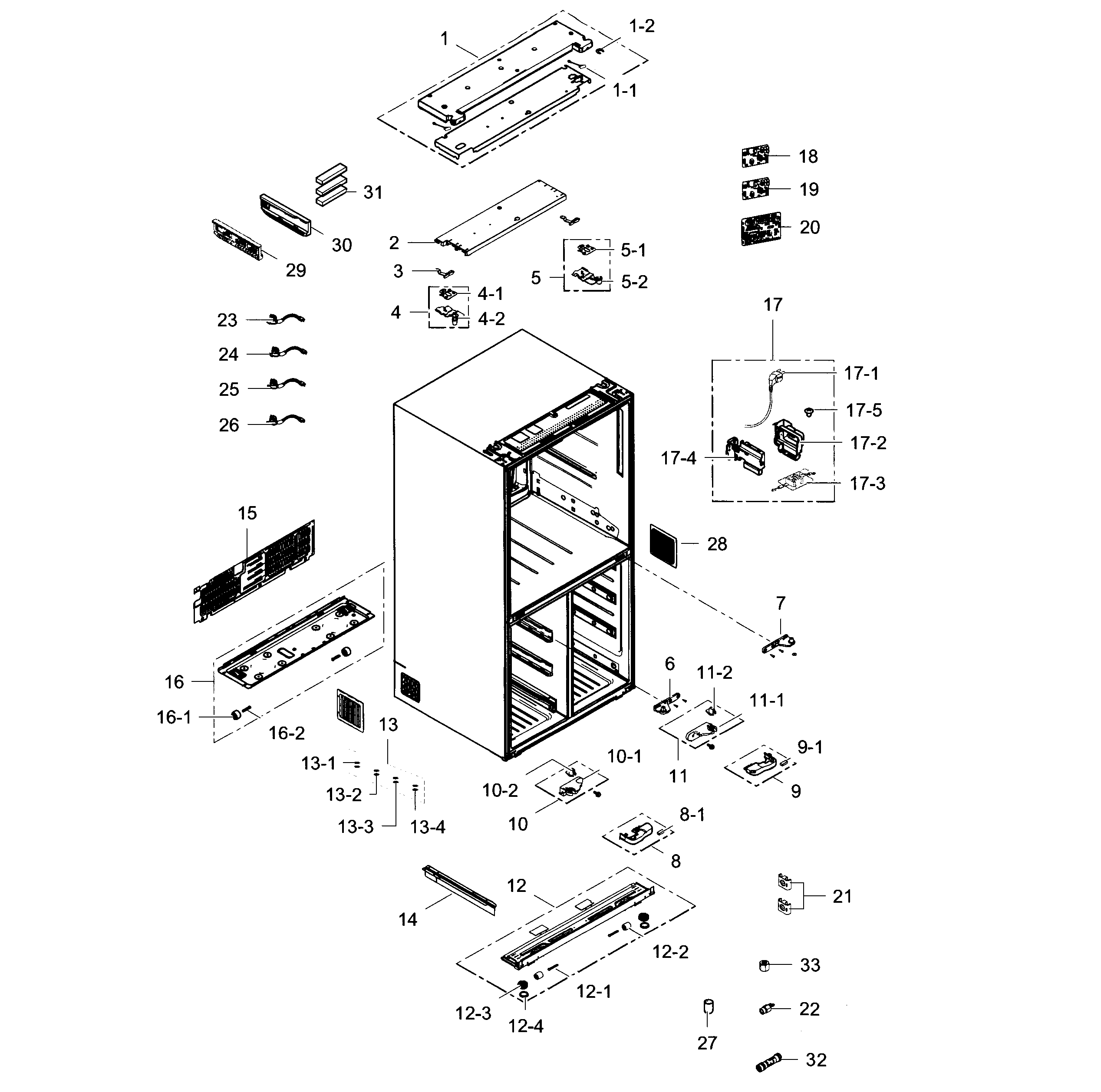 Samsung RF24J9960S4/AA-00 cabinet diagram