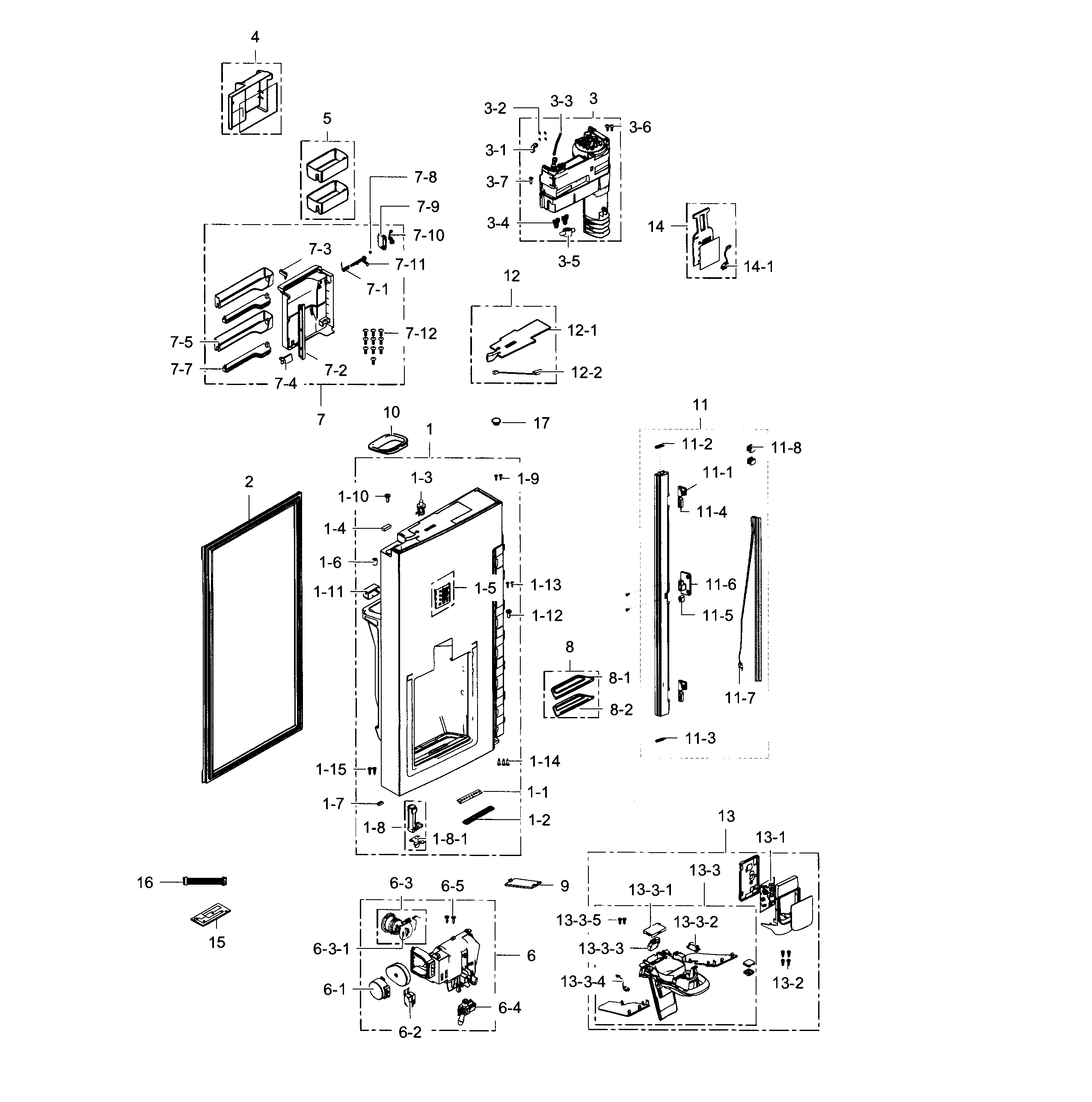 Samsung RF24J9960S4/AA-01 fridge door l diagram