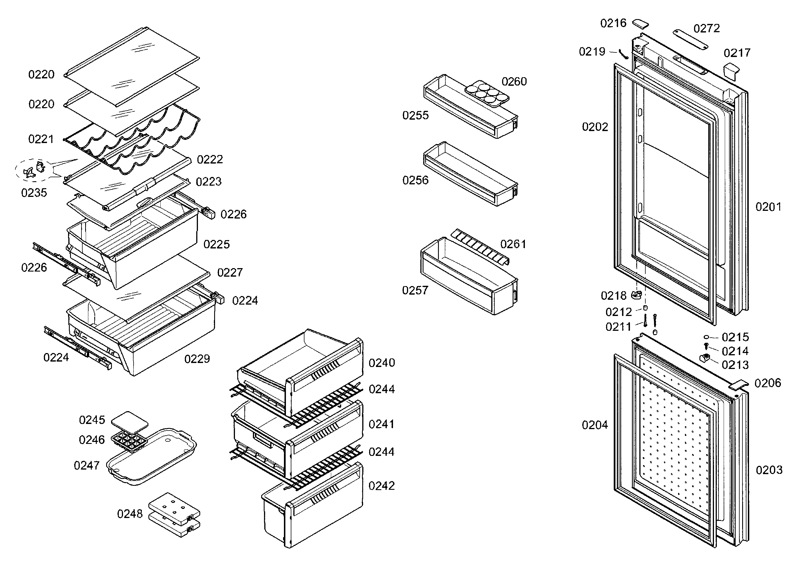 Bosch B10CB80NVW/01 door/drawer diagram