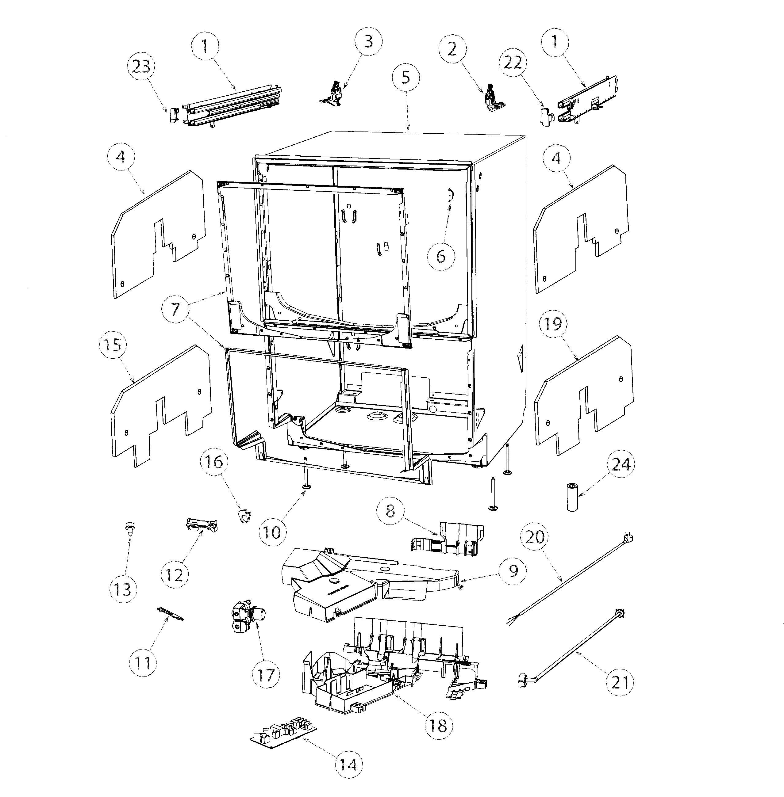 Fisher & Paykel DD24DCTX7-84679-B cabinet diagram