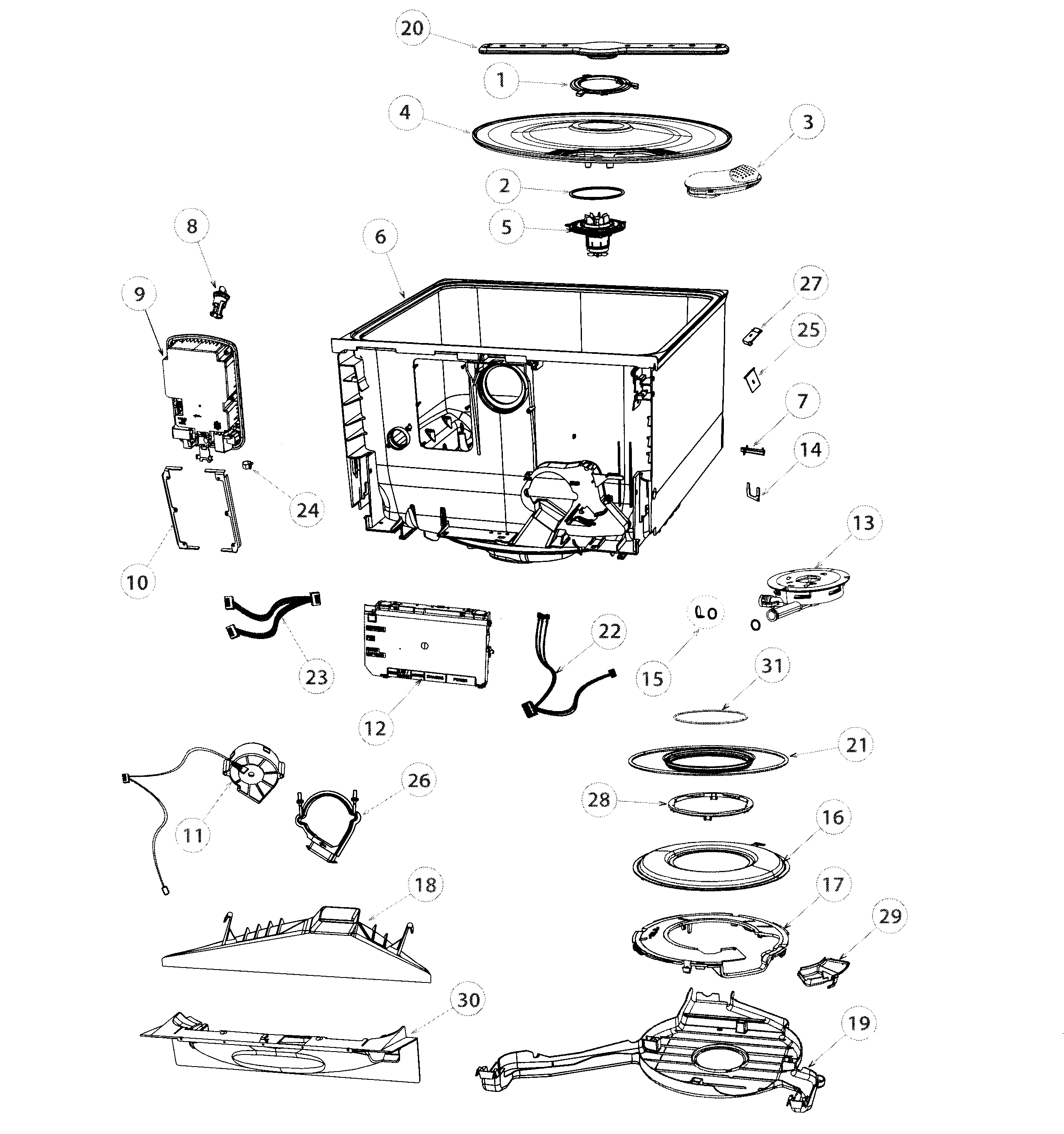 Fisher & Paykel DD24DCTX7-84679-B tub & components diagram