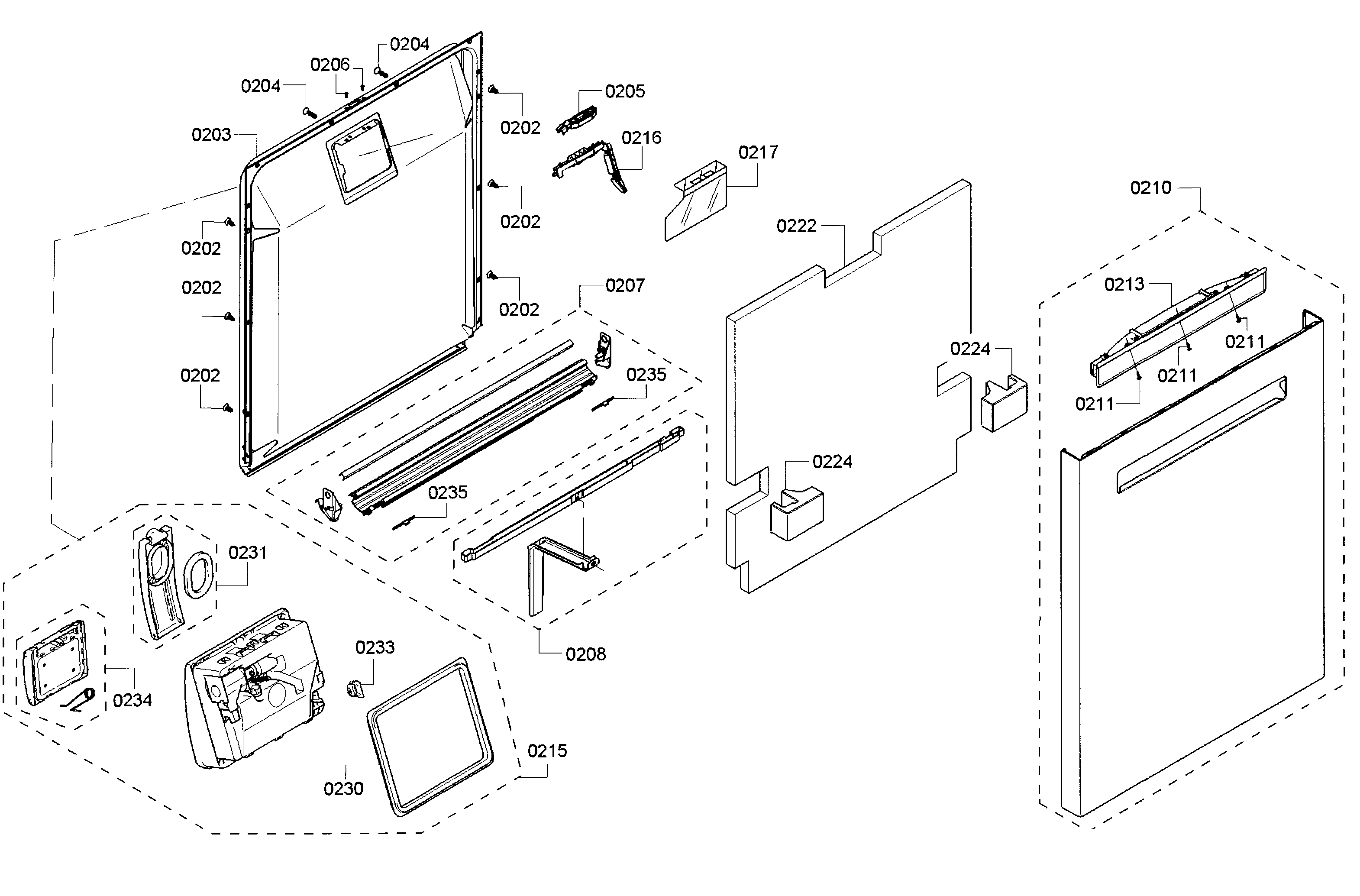 Bosch SHP65T55UC/07 door diagram