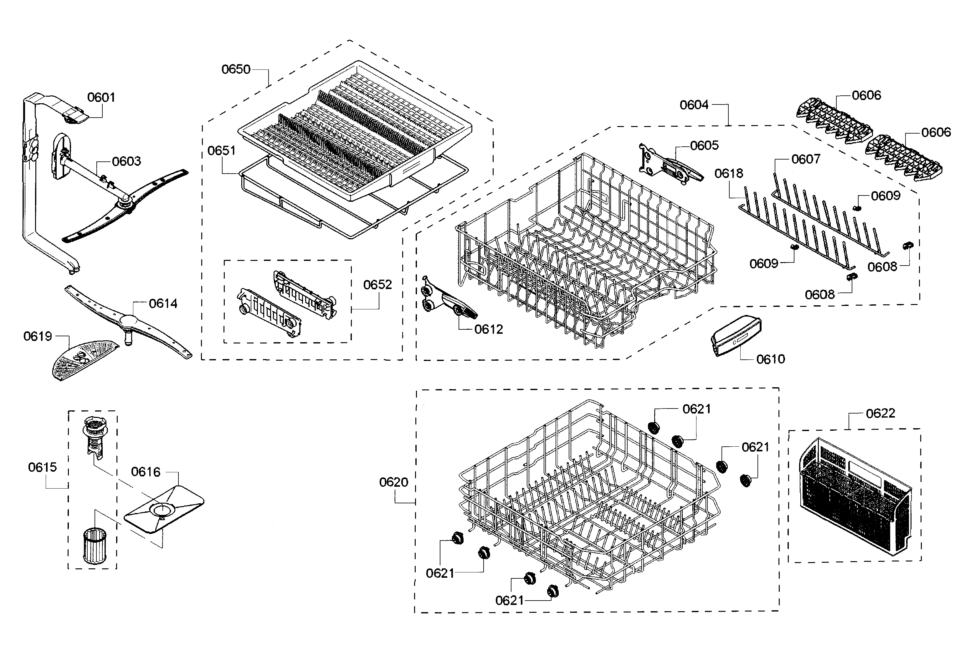 Bosch SHX65T55UC/07 rack diagram