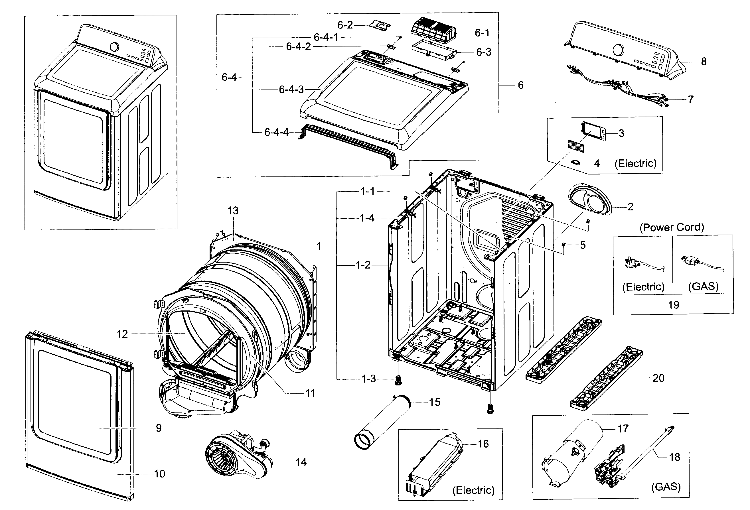 Samsung DV52J8700EW/A2-00 main asy diagram