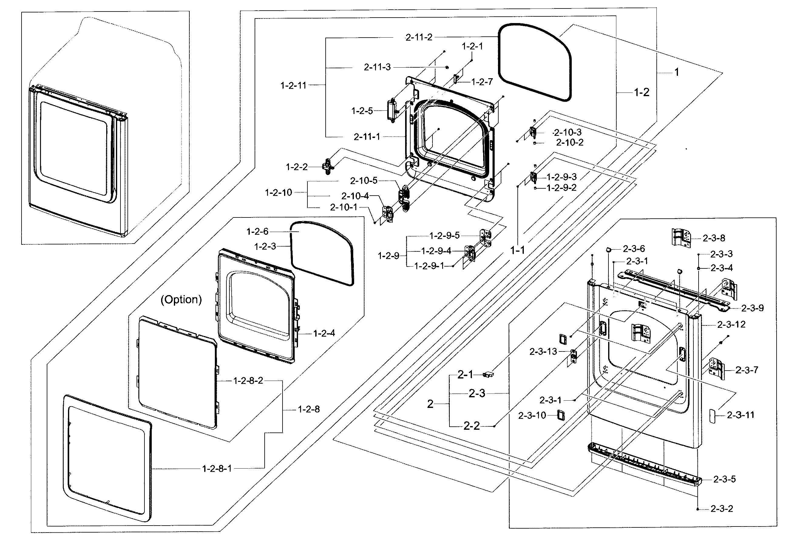 Samsung DV52J8700EW/A2-00 frame front & door diagram