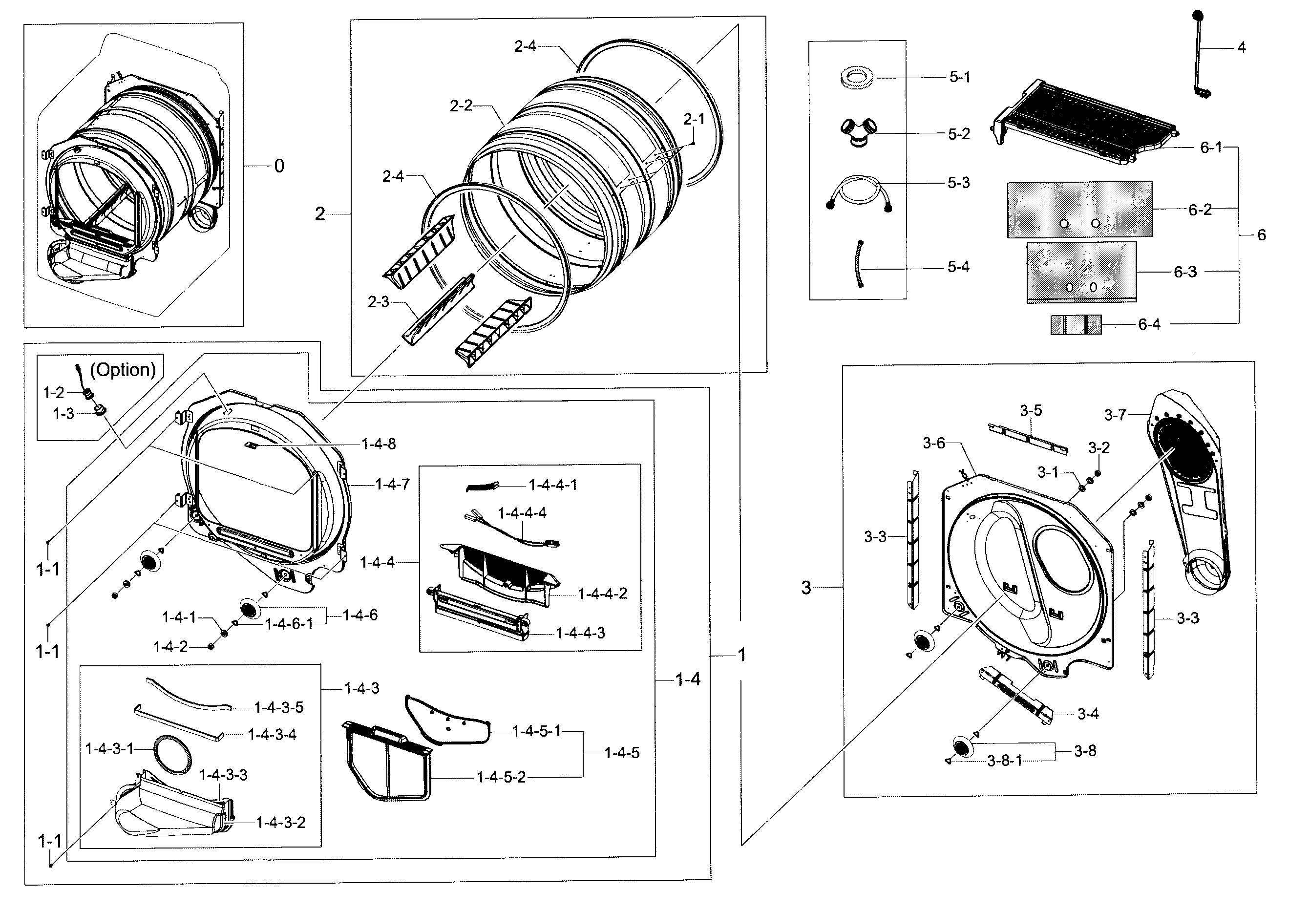 Samsung DV52J8700EW/A2-00 drum parts diagram