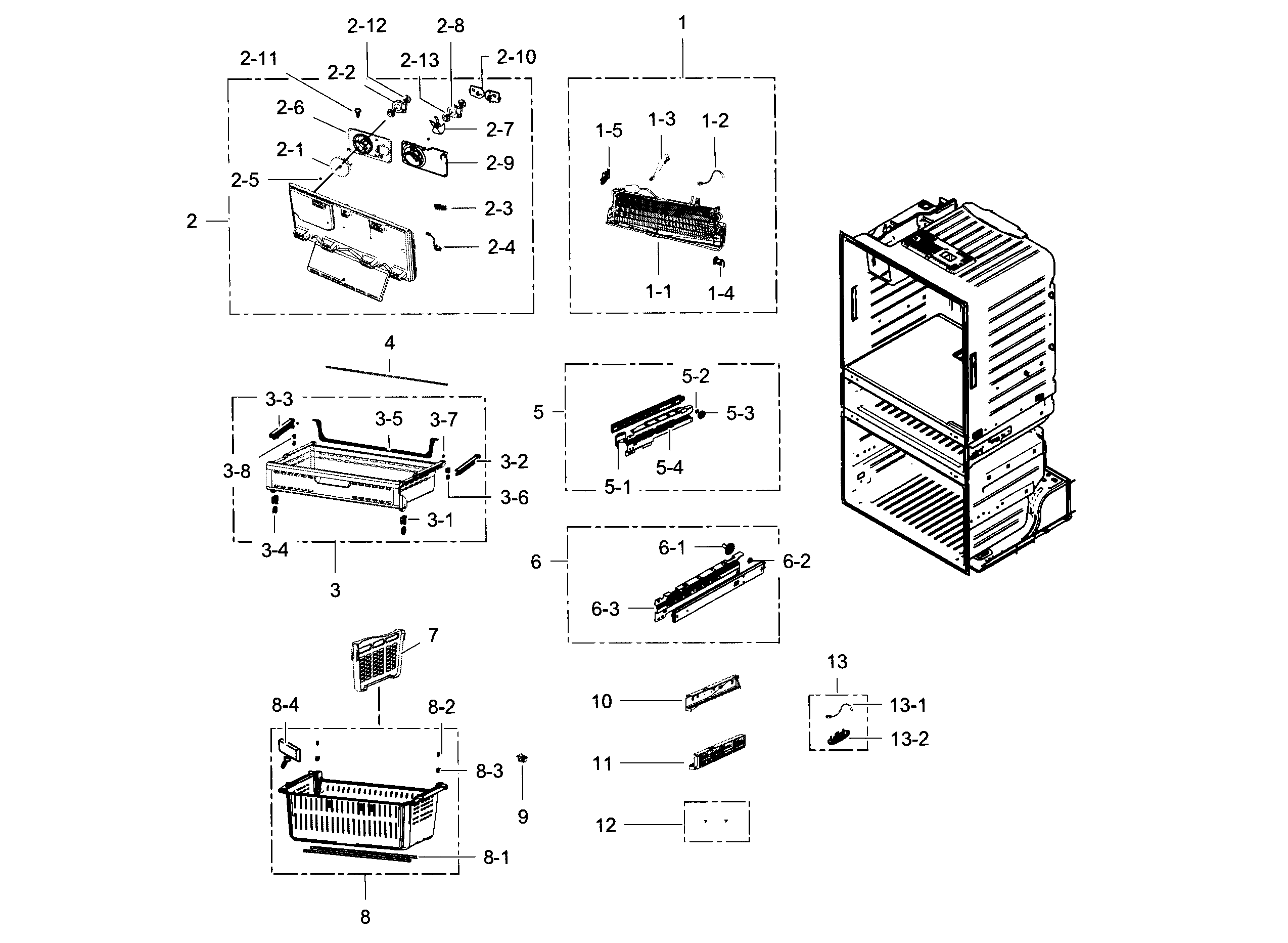 Samsung RF4287HABP/XAA-00 freezer diagram