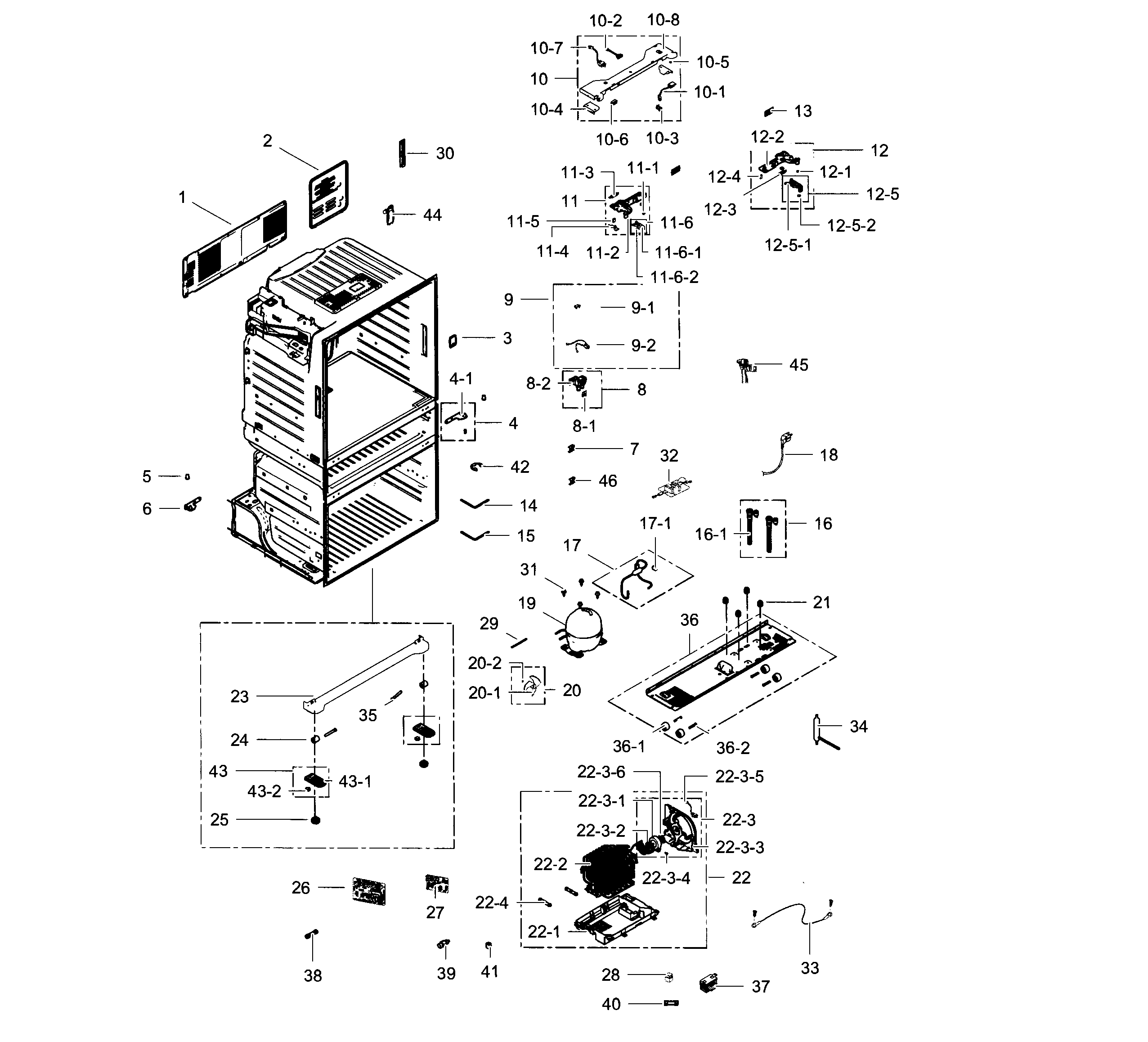Samsung RF4287HABP/XAA-00 cabinet diagram