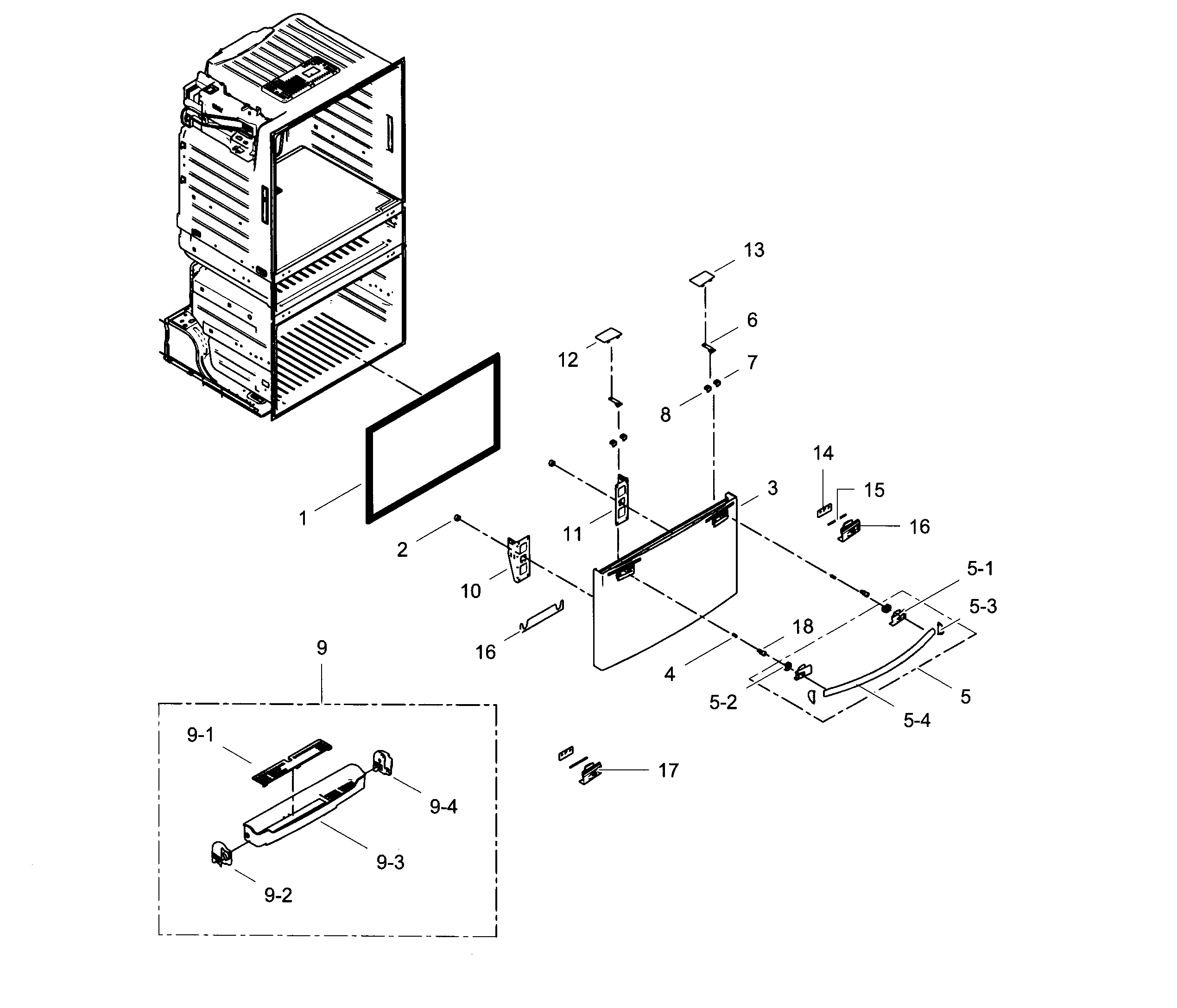 Samsung RF4287HABP/XAA-00 freezer door diagram
