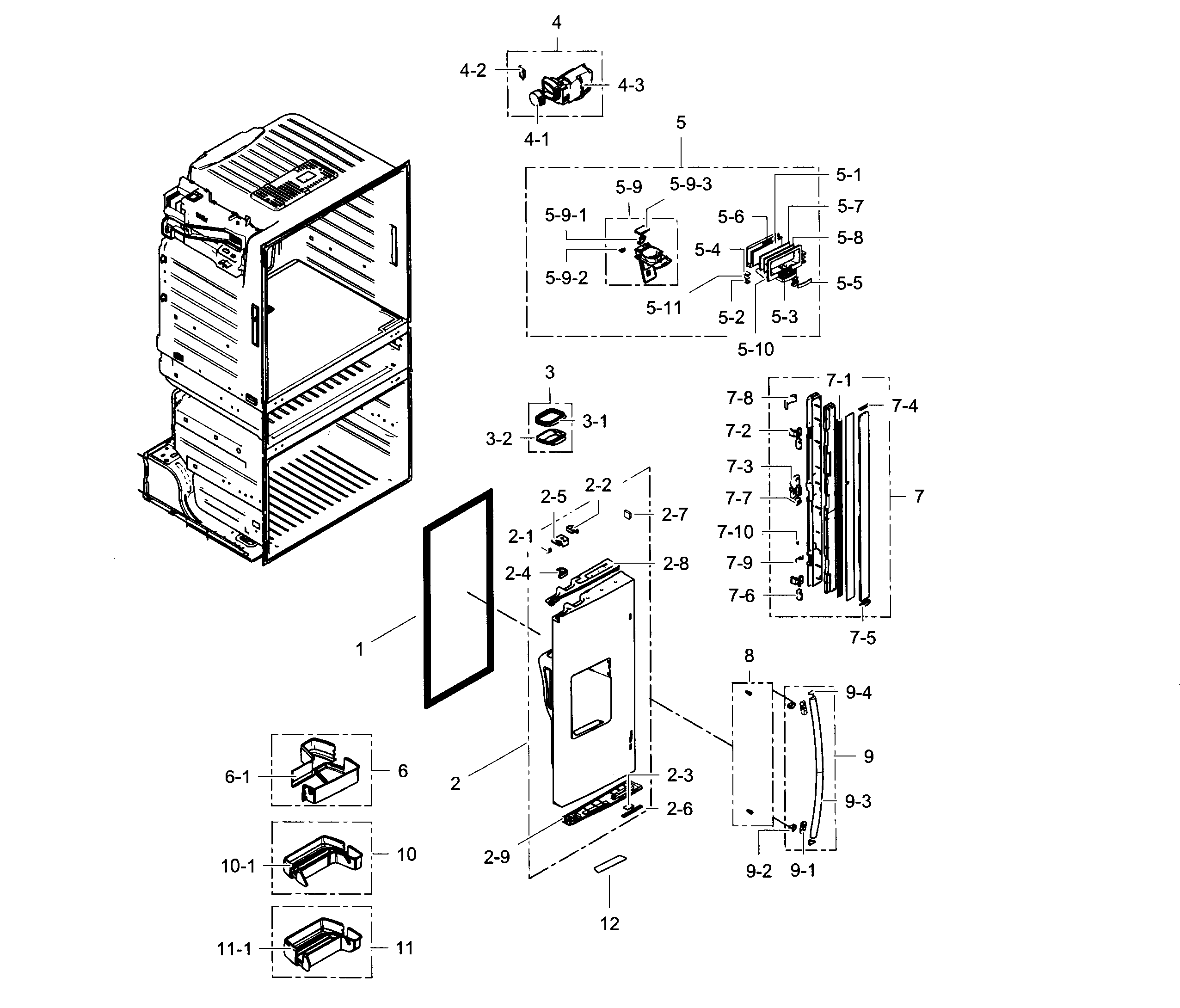 Samsung RF4287HABP/XAA-00 refrigerator door l diagram