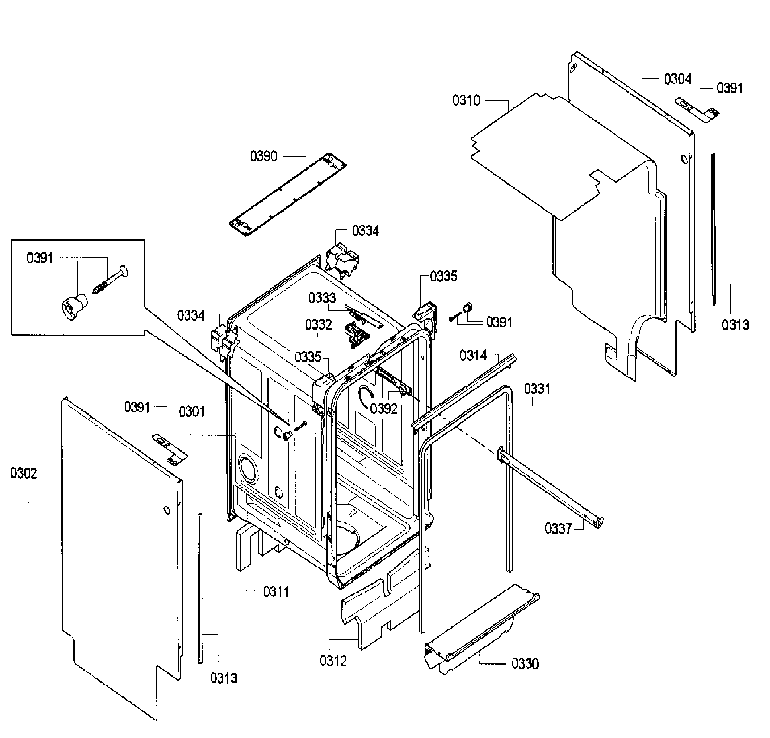 Bosch SPV5ES53UC/26 cabinet diagram