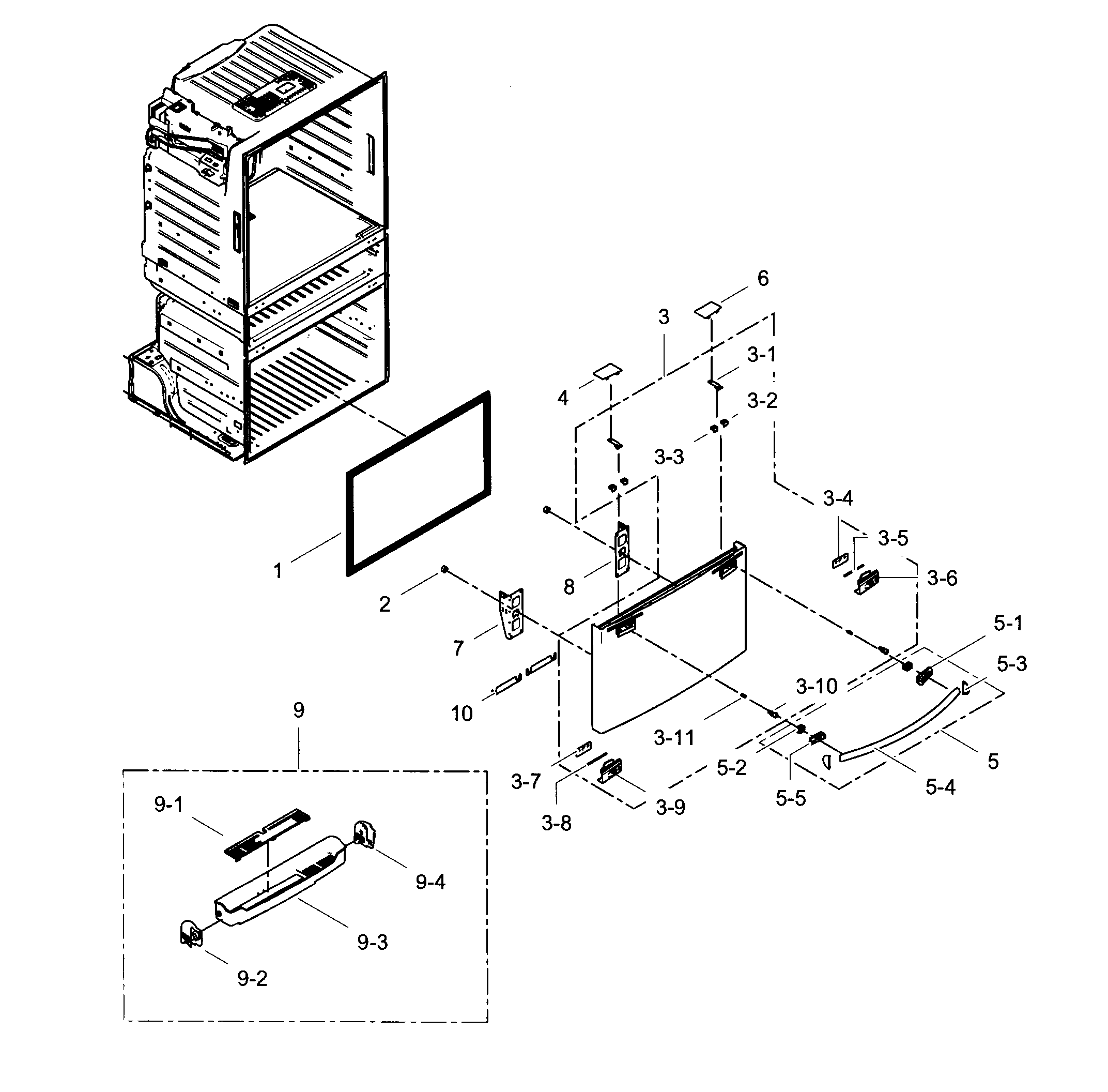 Samsung RF4287HARS/XAA-03 freezer door diagram