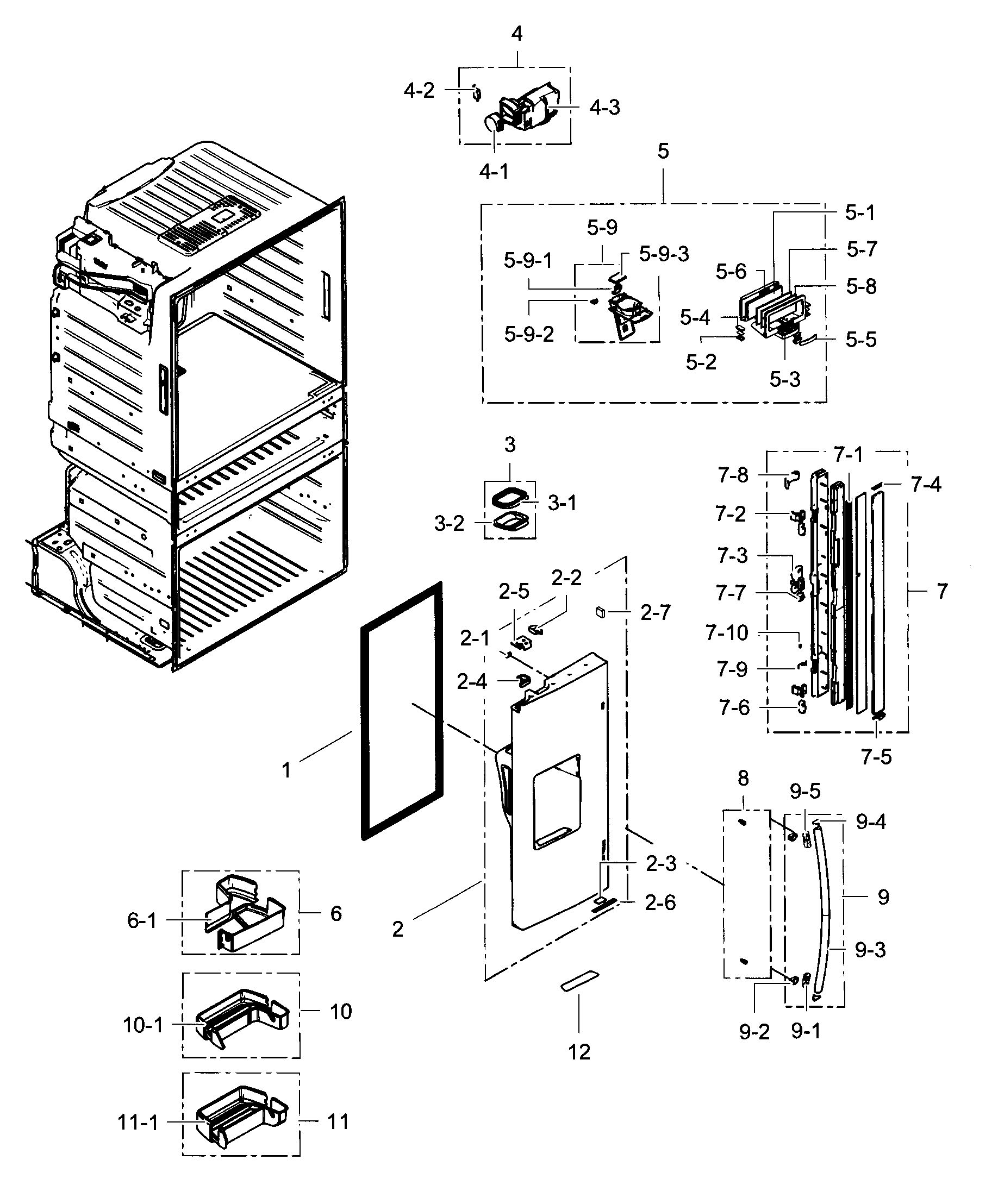 Samsung RF4287HARS/XAA-03 refrigerator door l diagram