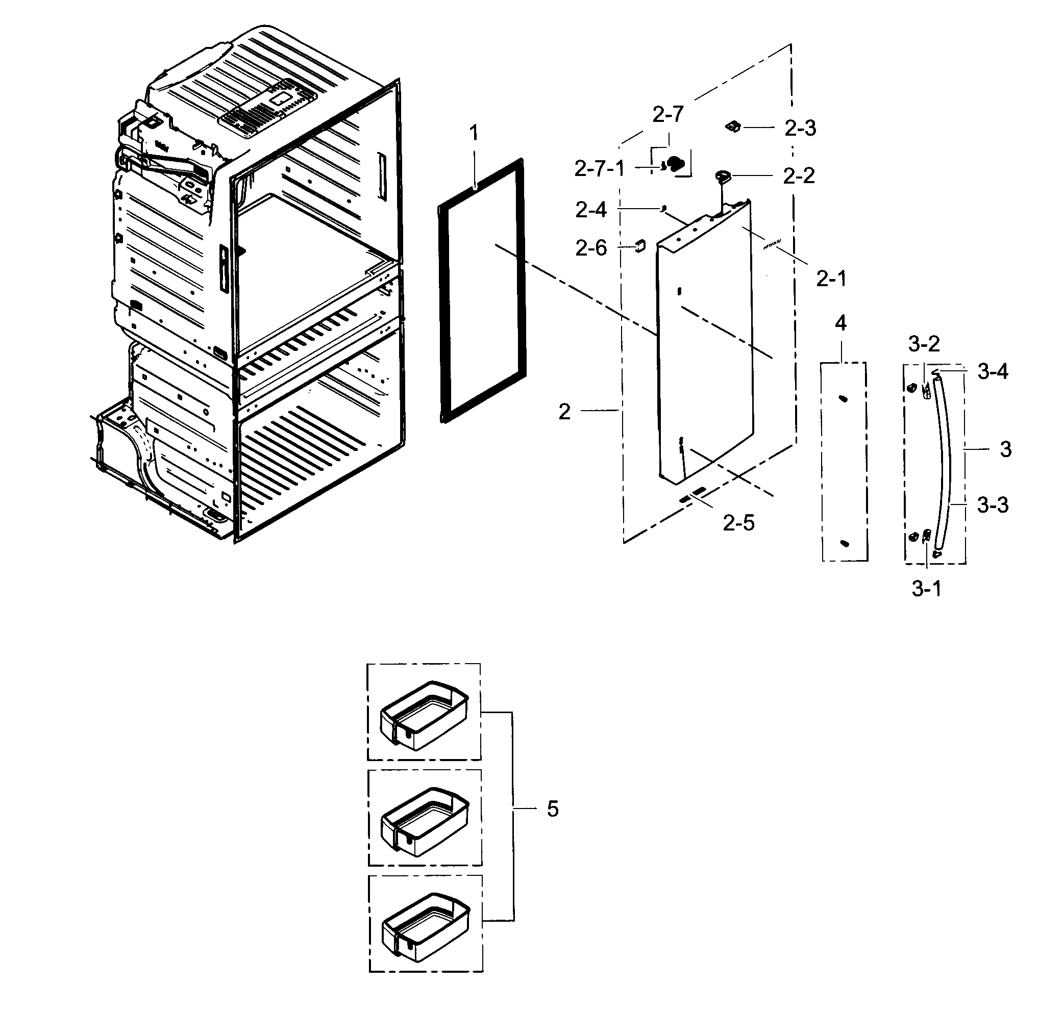 Samsung RF25HMEDBSR/AA-01 refrigerator door r diagram