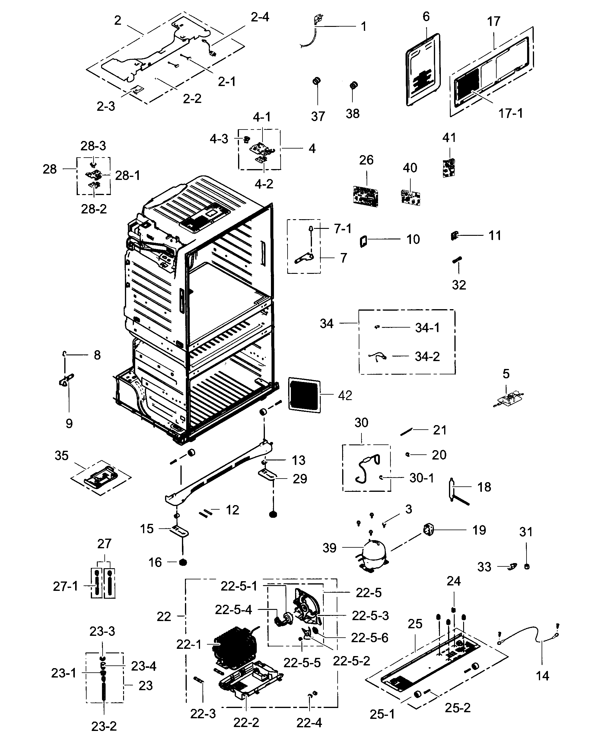 Samsung RF25HMEDBWW/AA-01 cabinet diagram
