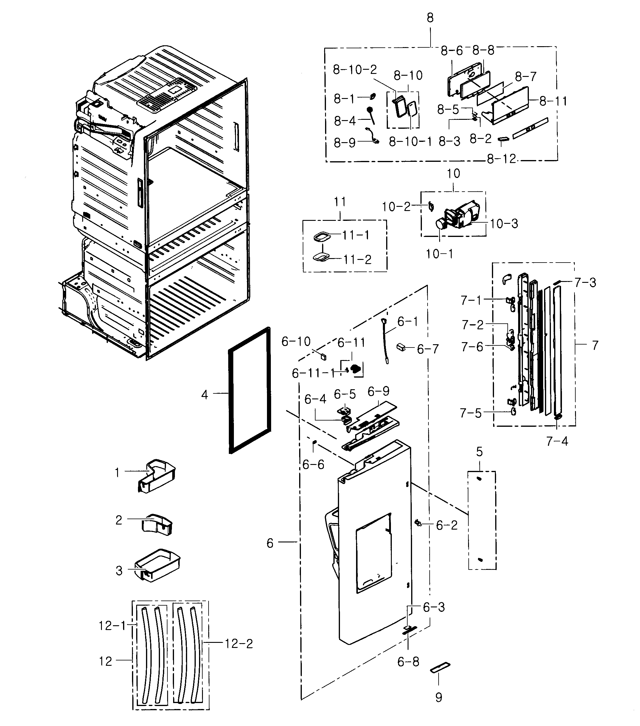 Samsung RF25HMEDBWW/AA-01 refrigerator door l diagram