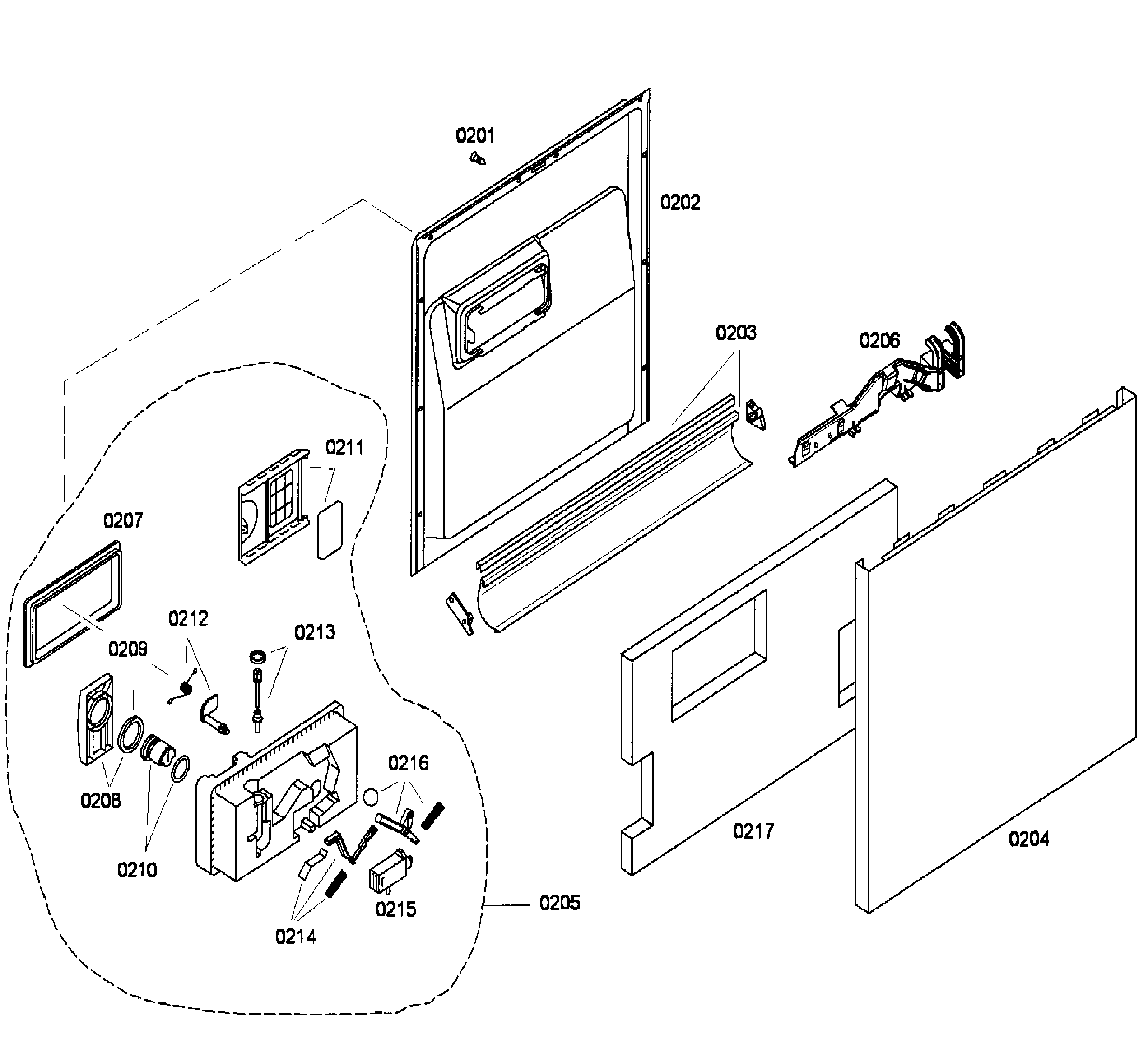 Bosch SHU43C02UC/40 door diagram
